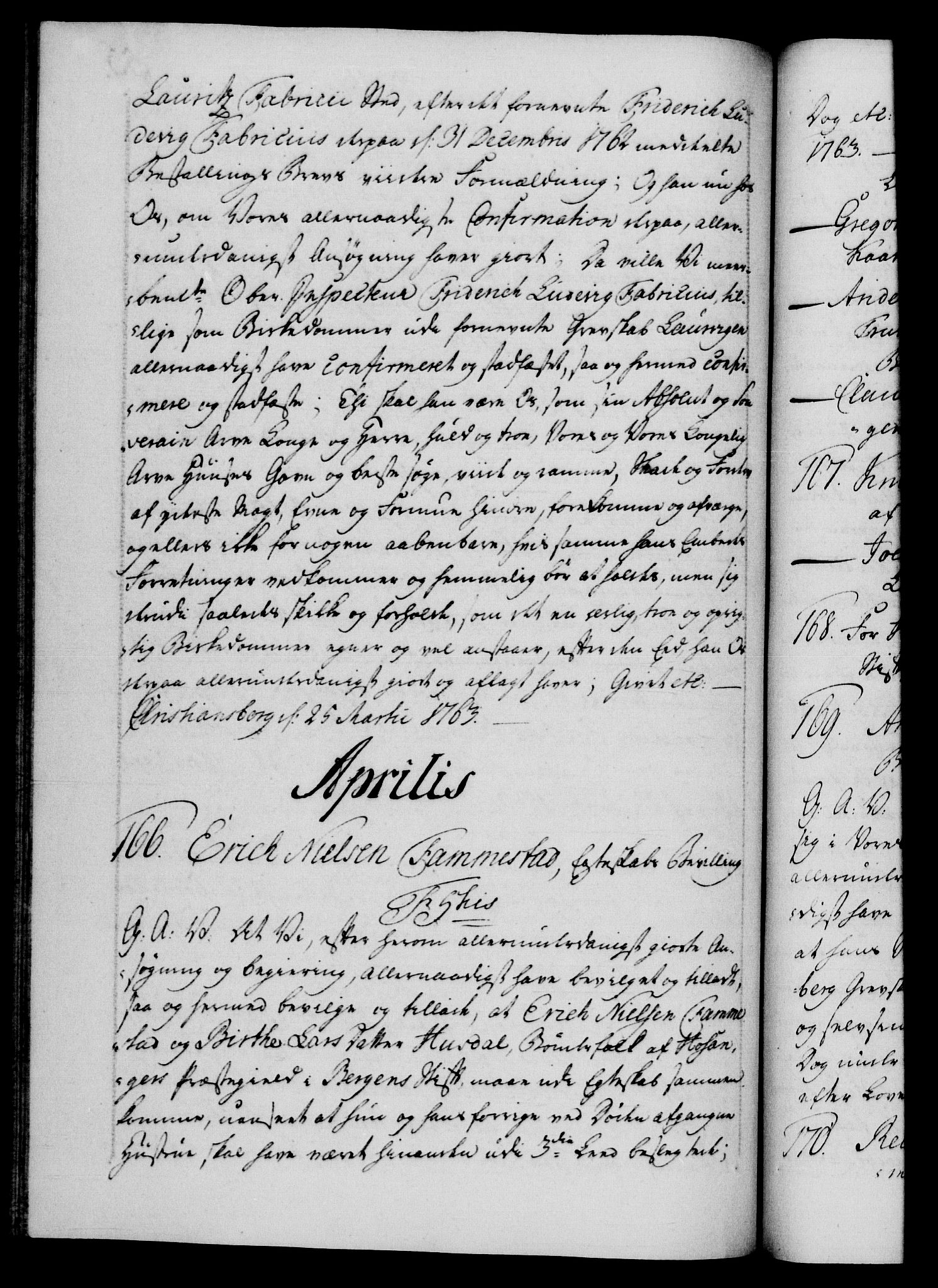 Danske Kanselli 1572-1799, RA/EA-3023/F/Fc/Fca/Fcaa/L0042: Norske registre, 1763-1766, p. 56b