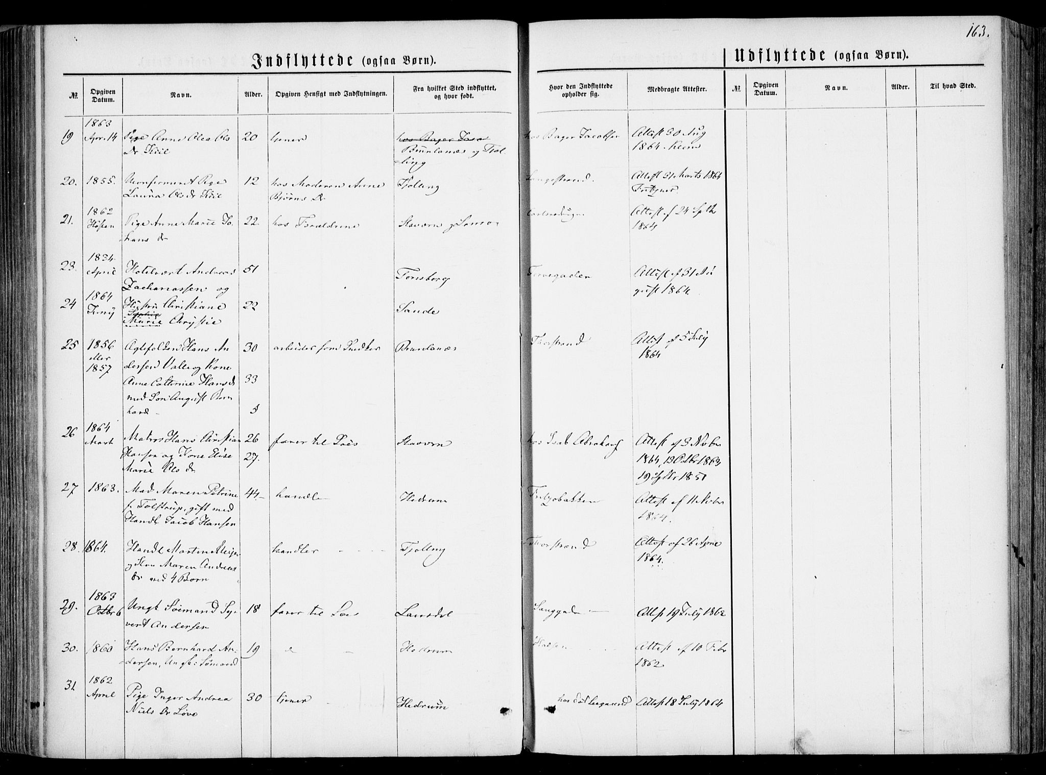 Larvik kirkebøker, AV/SAKO-A-352/F/Fa/L0005: Parish register (official) no. I 5, 1856-1870, p. 163