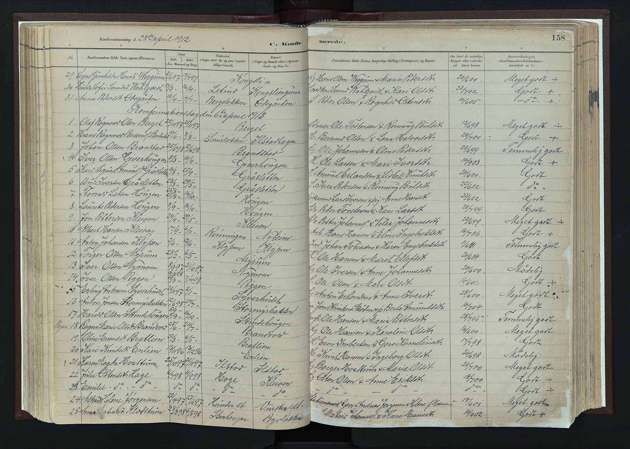 Nord-Fron prestekontor, SAH/PREST-080/H/Ha/Haa/L0004: Parish register (official) no. 4, 1884-1914, p. 158
