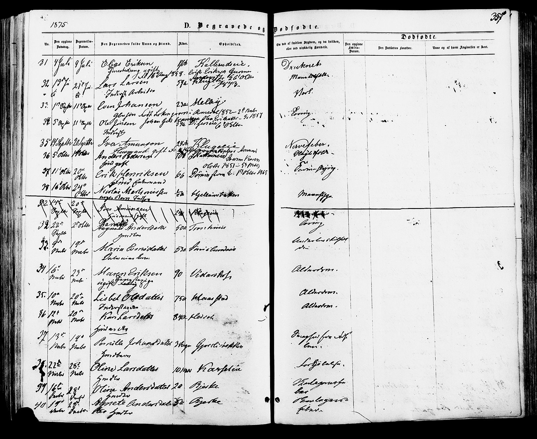 Vang prestekontor, Hedmark, AV/SAH-PREST-008/H/Ha/Haa/L0015: Parish register (official) no. 15, 1871-1885, p. 357