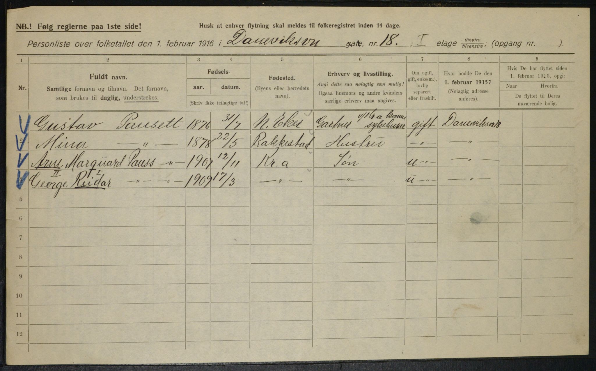 OBA, Municipal Census 1916 for Kristiania, 1916, p. 15379