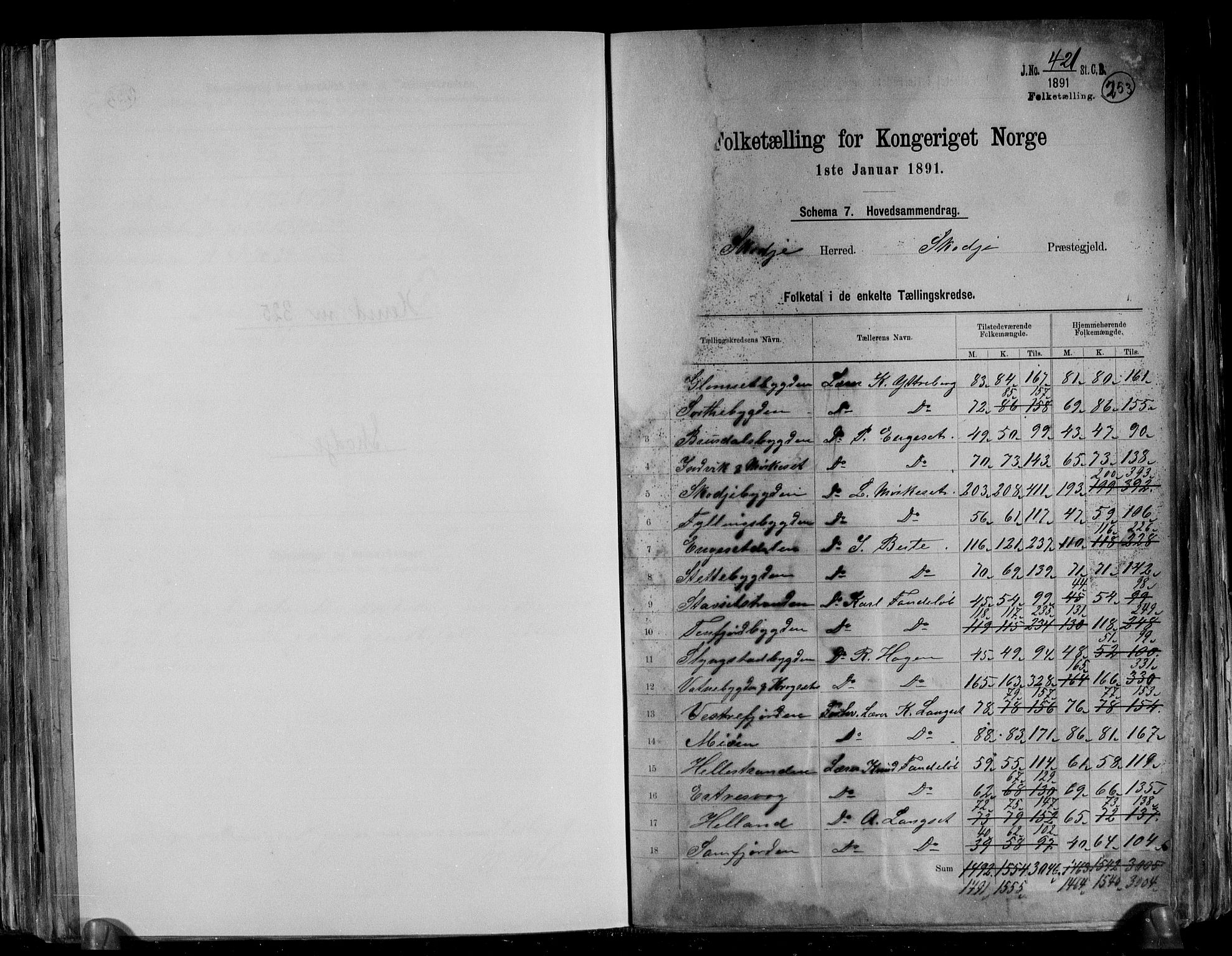 RA, 1891 census for 1529 Skodje, 1891, p. 2