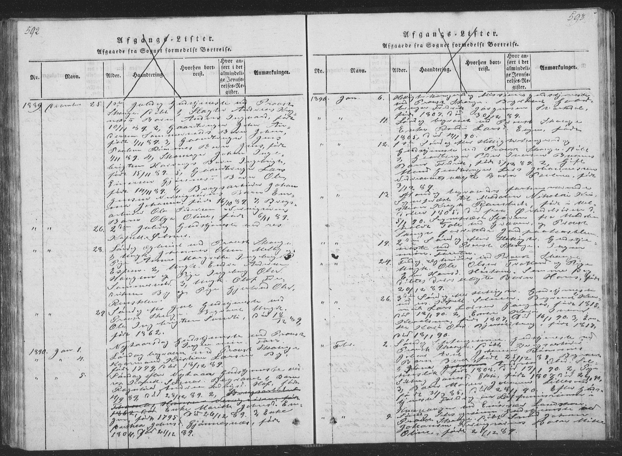 Ministerialprotokoller, klokkerbøker og fødselsregistre - Sør-Trøndelag, SAT/A-1456/668/L0816: Parish register (copy) no. 668C05, 1816-1893, p. 592-593