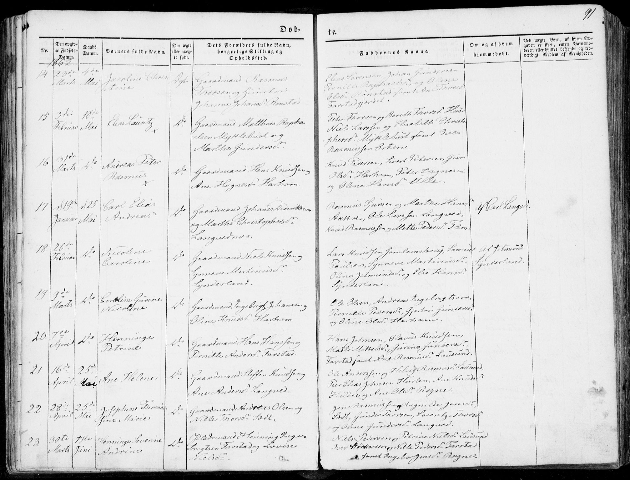 Ministerialprotokoller, klokkerbøker og fødselsregistre - Møre og Romsdal, AV/SAT-A-1454/536/L0497: Parish register (official) no. 536A06, 1845-1865, p. 91