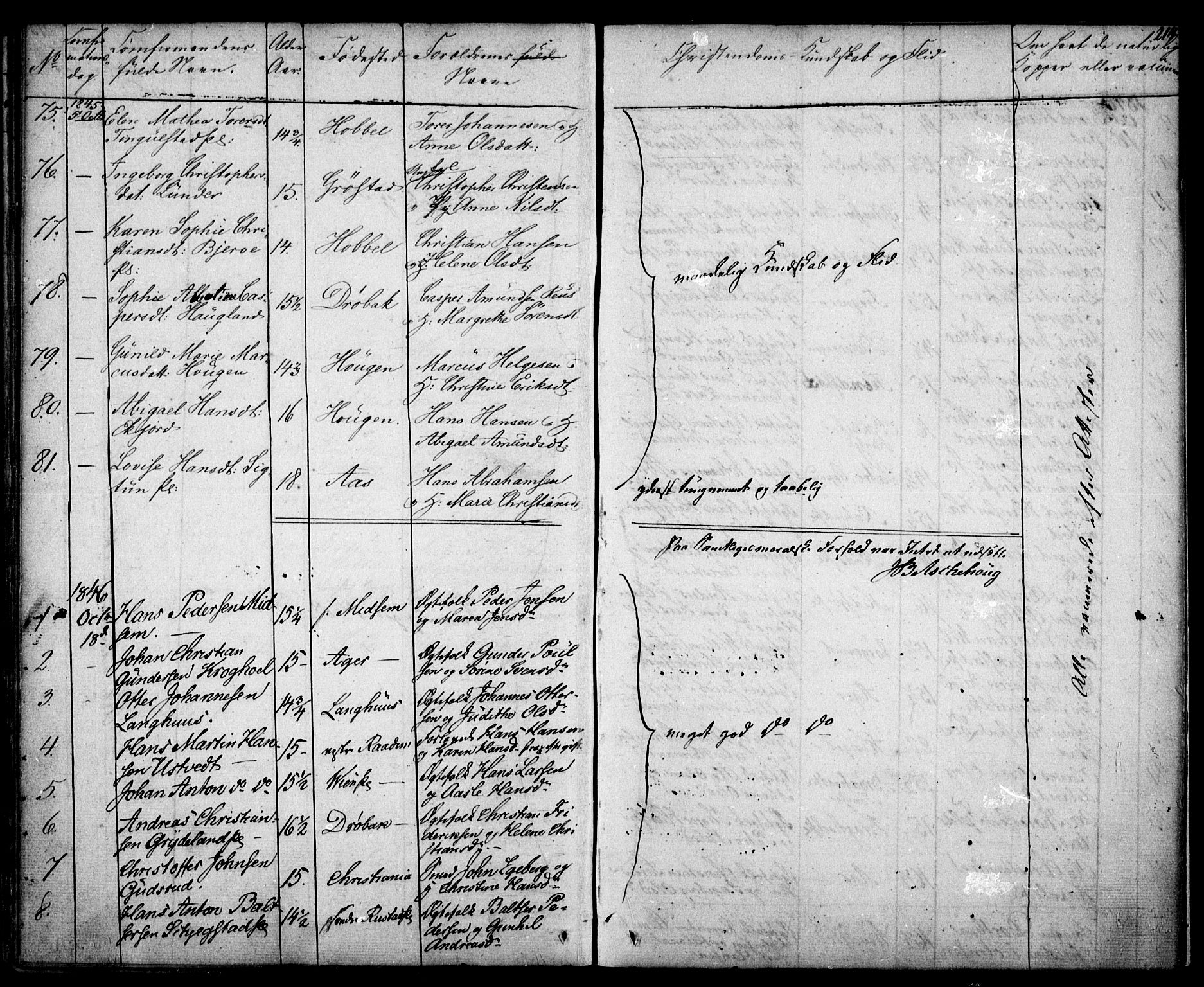 Kråkstad prestekontor Kirkebøker, SAO/A-10125a/F/Fa/L0005: Parish register (official) no. I 5, 1837-1847, p. 214