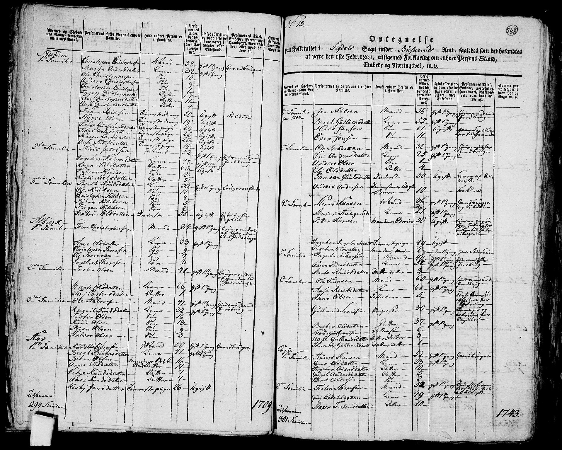 RA, 1801 census for 0621P Sigdal, 1801, p. 267b-268a