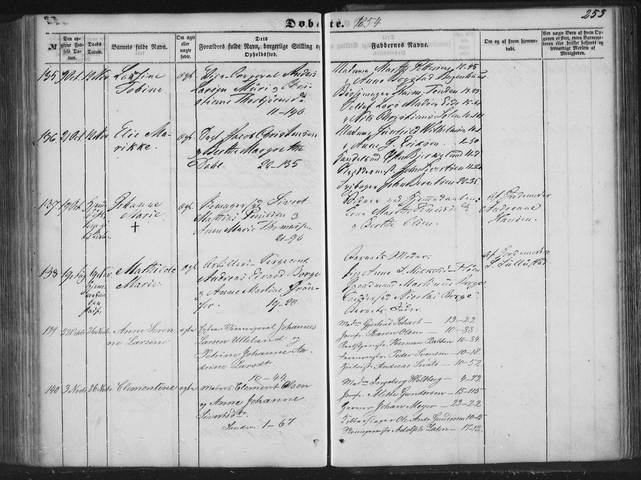 Korskirken sokneprestembete, AV/SAB-A-76101/H/Haa/L0017: Parish register (official) no. B 3, 1851-1857, p. 253