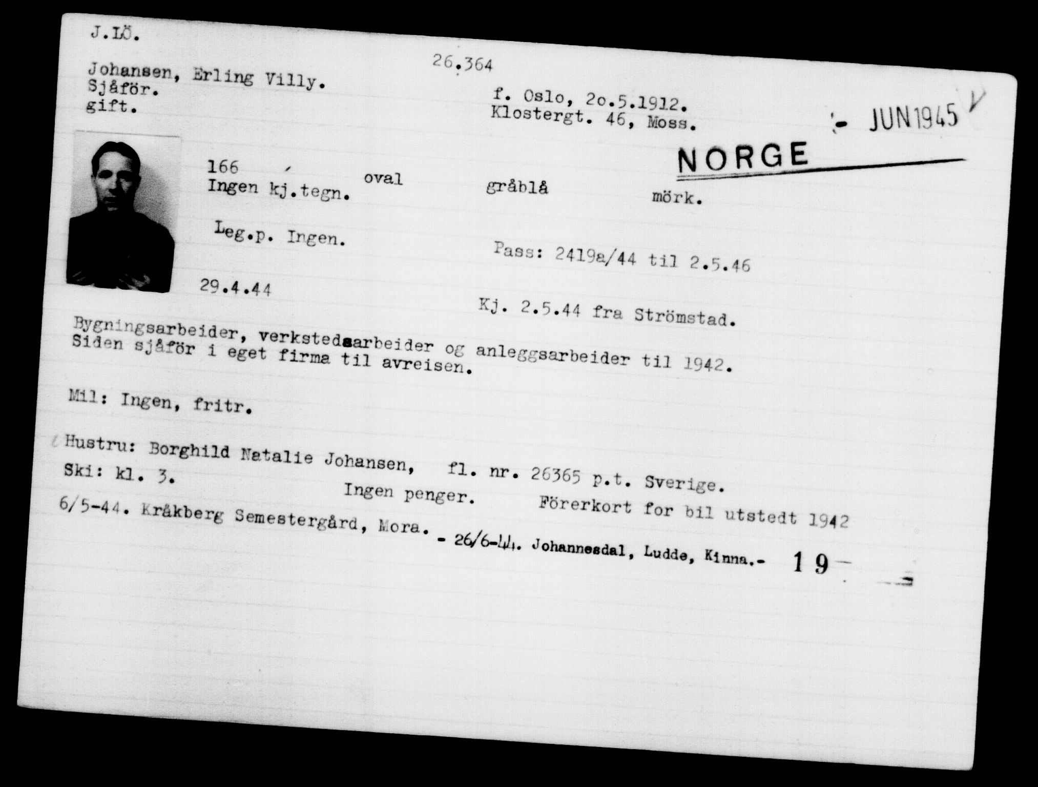 Den Kgl. Norske Legasjons Flyktningskontor, RA/S-6753/V/Va/L0011: Kjesäterkartoteket.  Flyktningenr. 25300-28349, 1940-1945, p. 1122