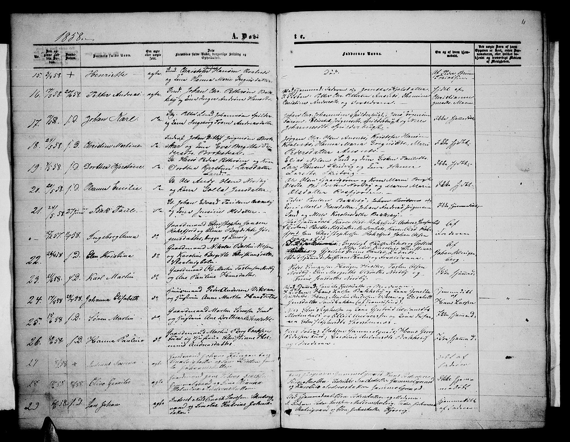 Balsfjord sokneprestembete, SATØ/S-1303/G/Ga/L0001klokker: Parish register (copy) no. 1, 1856-1869, p. 11