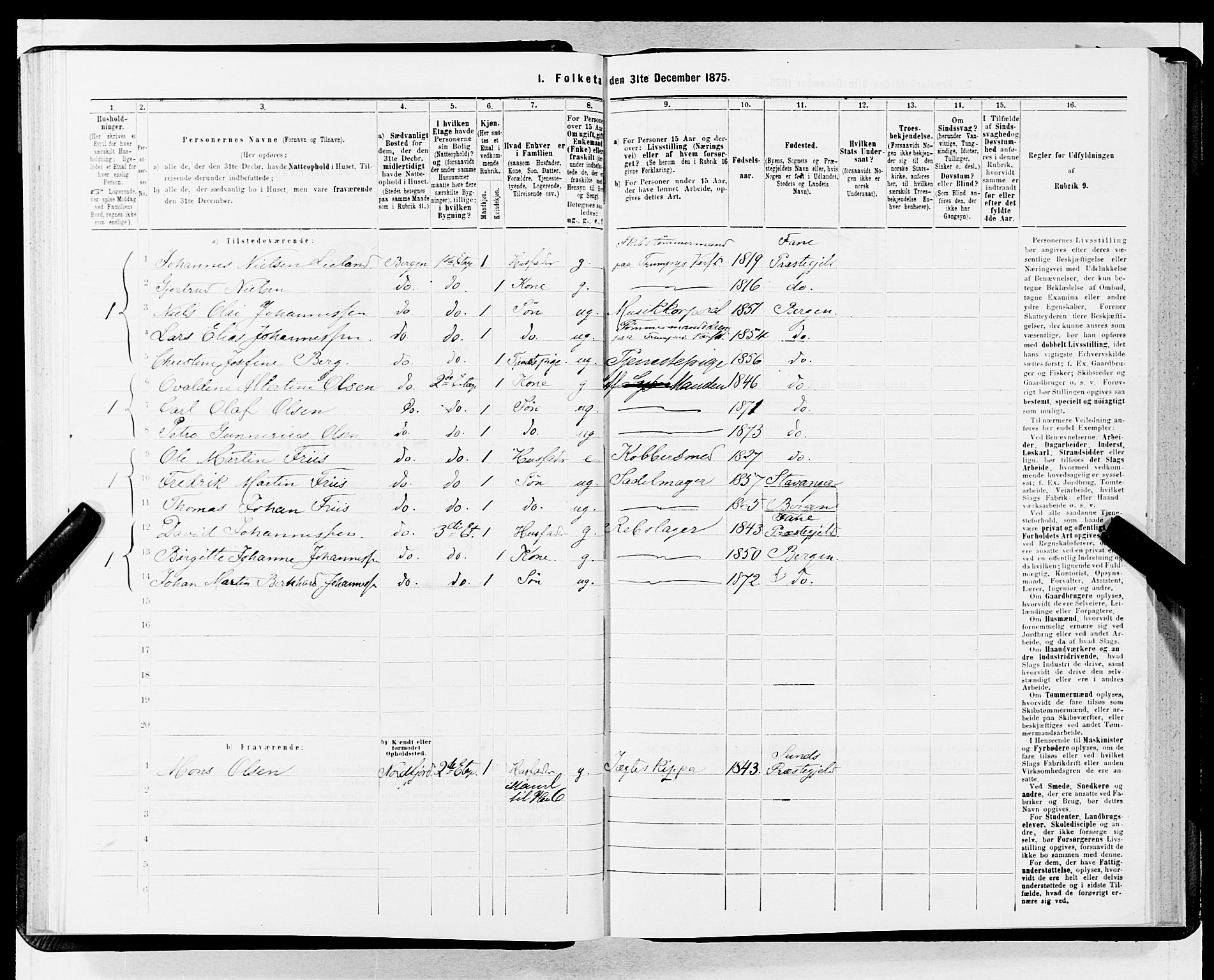 SAB, 1875 census for 1301 Bergen, 1875, p. 2378