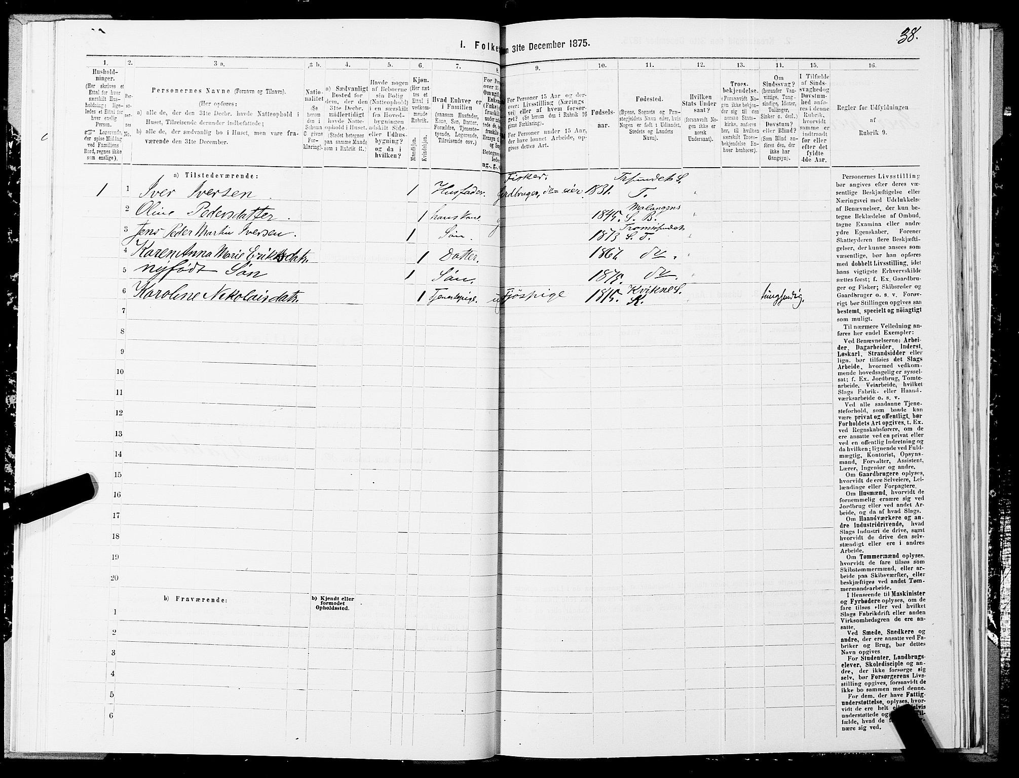 SATØ, 1875 census for 1934P Tromsøysund, 1875, p. 2038