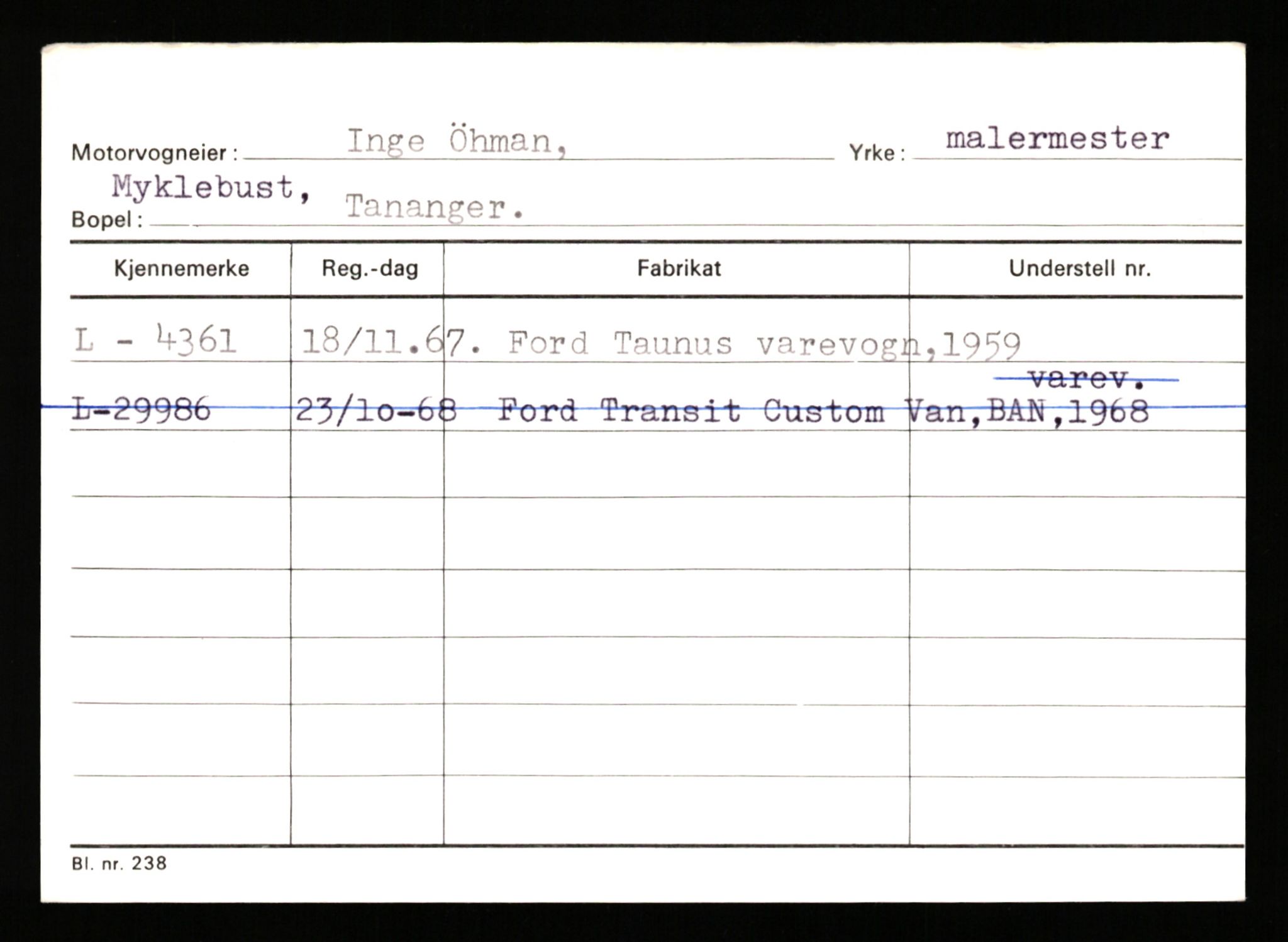 Stavanger trafikkstasjon, SAST/A-101942/0/H/L0043: Viste - Øksendal, 1930-1971, p. 2392