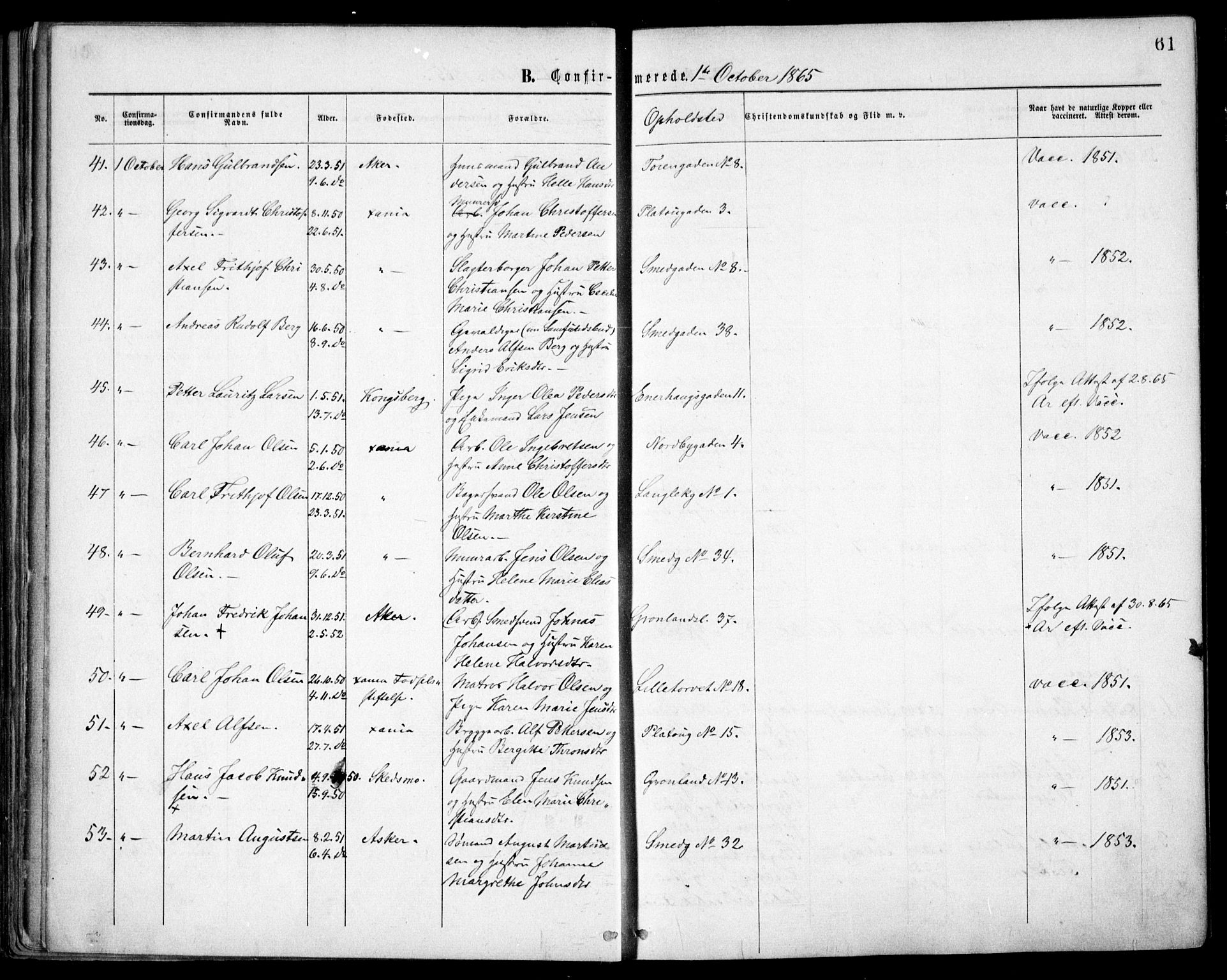 Grønland prestekontor Kirkebøker, AV/SAO-A-10848/F/Fa/L0003: Parish register (official) no. 3, 1862-1868, p. 61