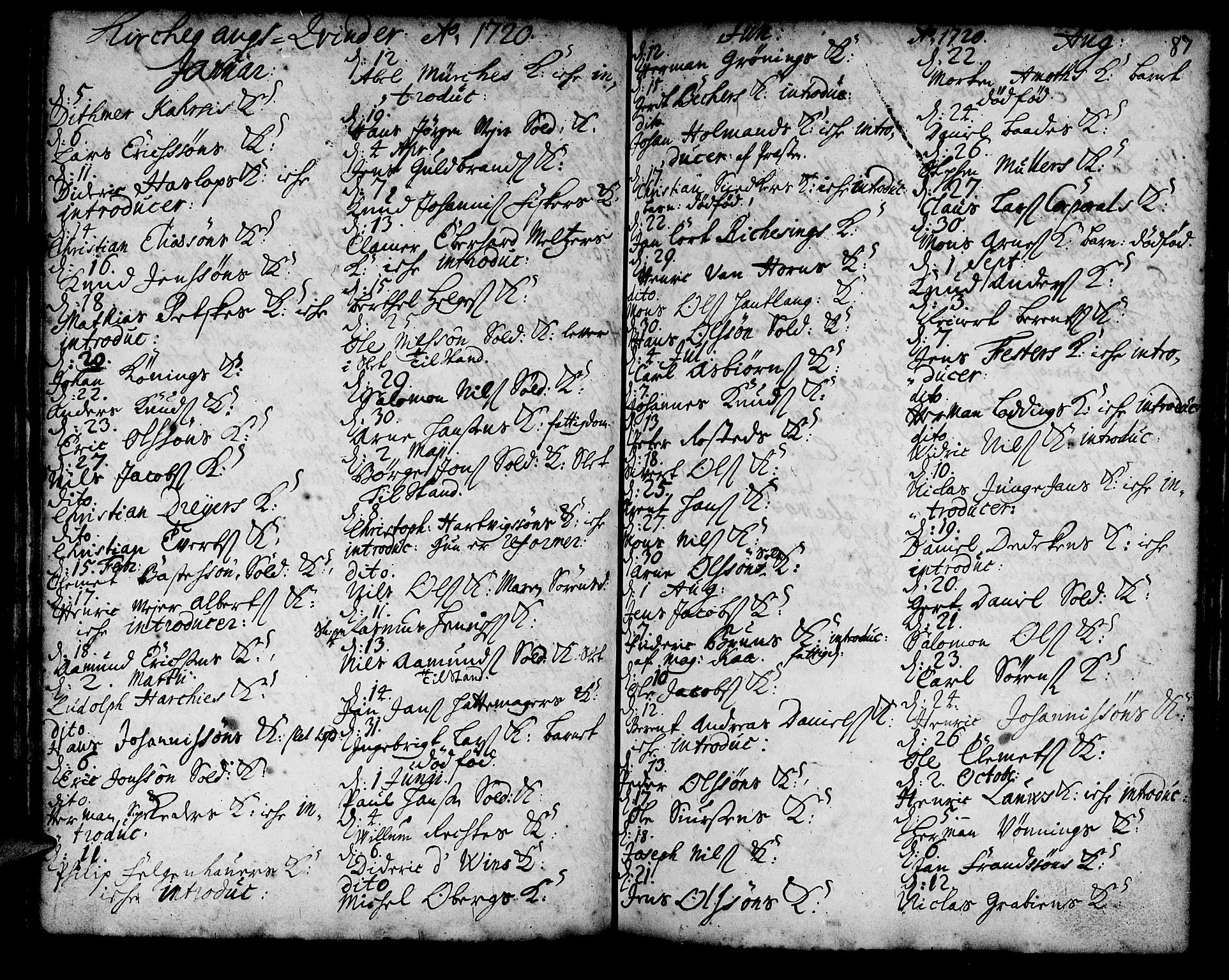 Korskirken sokneprestembete, AV/SAB-A-76101/H/Haa/L0008: Parish register (official) no. A 8, 1698-1747, p. 87