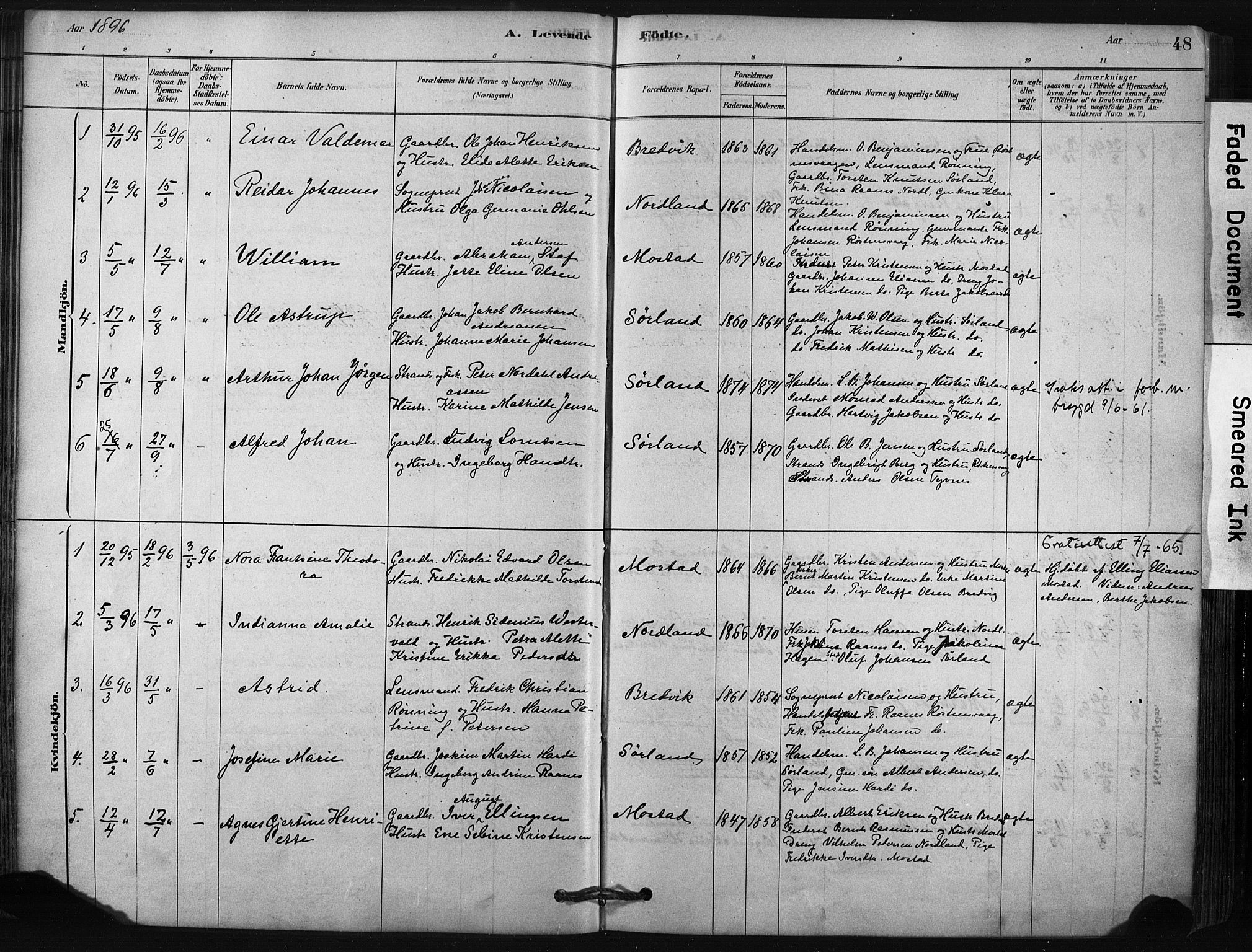 Ministerialprotokoller, klokkerbøker og fødselsregistre - Nordland, AV/SAT-A-1459/807/L0122: Parish register (official) no. 807A05, 1880-1902, p. 48