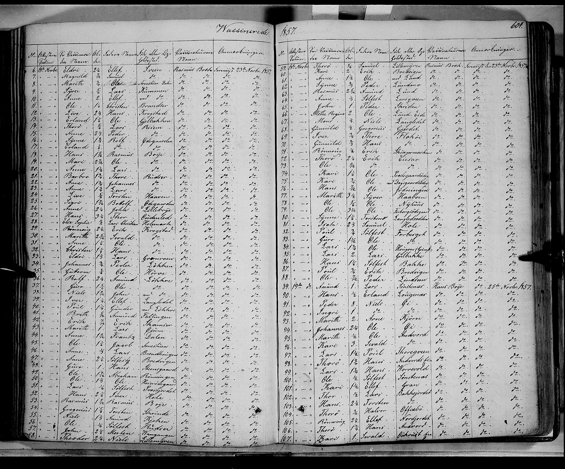 Lom prestekontor, SAH/PREST-070/K/L0006: Parish register (official) no. 6B, 1837-1863, p. 604