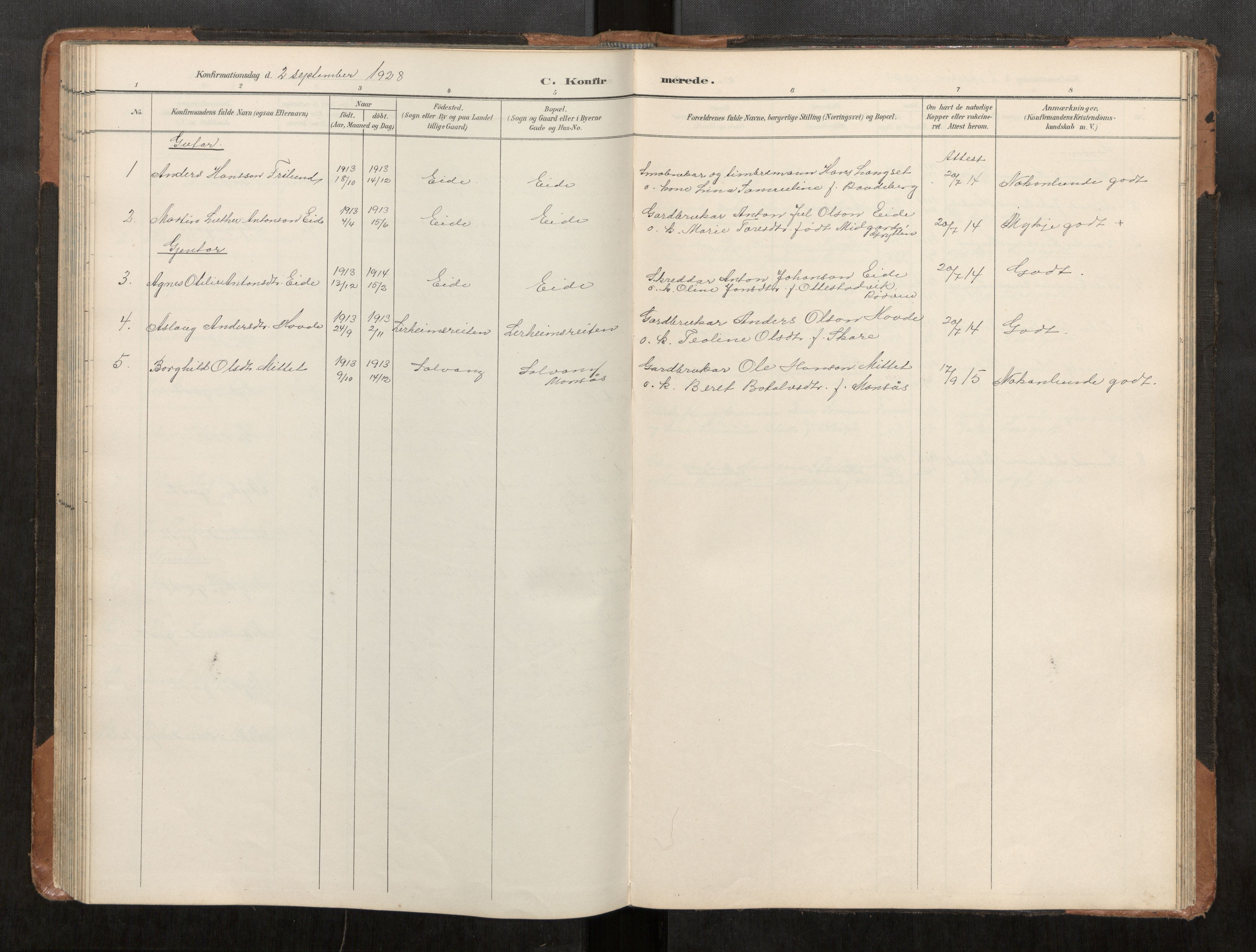 Ministerialprotokoller, klokkerbøker og fødselsregistre - Møre og Romsdal, AV/SAT-A-1454/542/L0561: Parish register (copy) no. 542C03, 1893-1931