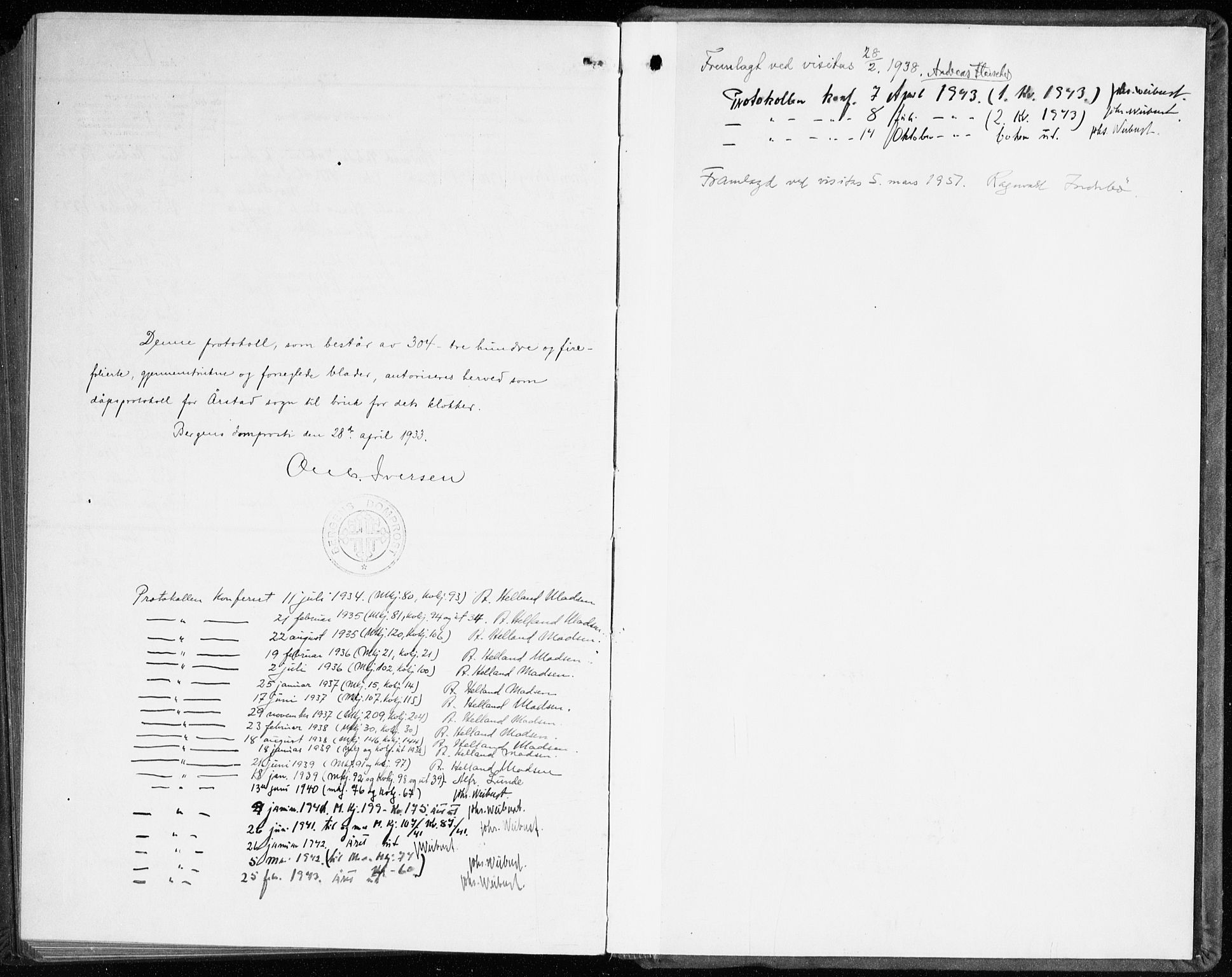 Årstad Sokneprestembete, SAB/A-79301/H/Hab/L0006: Parish register (copy) no. A 6, 1934-1943