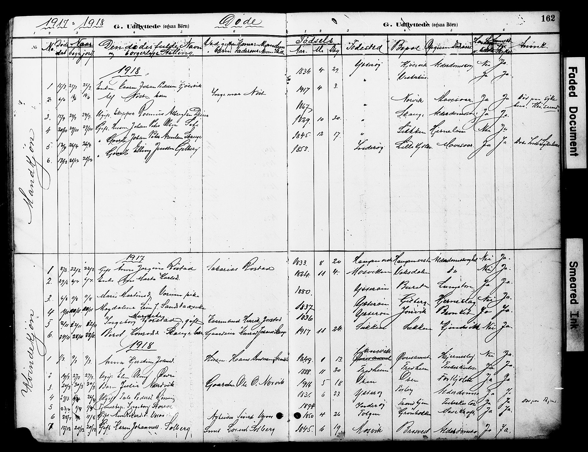 Ministerialprotokoller, klokkerbøker og fødselsregistre - Nord-Trøndelag, AV/SAT-A-1458/722/L0226: Parish register (copy) no. 722C02, 1889-1927, p. 162