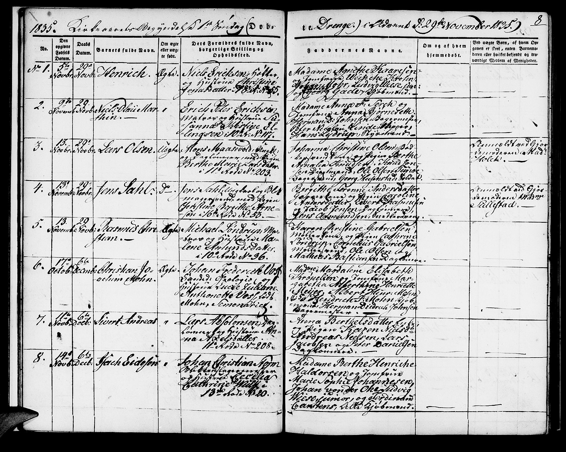 Domkirken sokneprestembete, AV/SAB-A-74801/H/Haa/L0015: Parish register (official) no. A 14, 1835-1840, p. 8