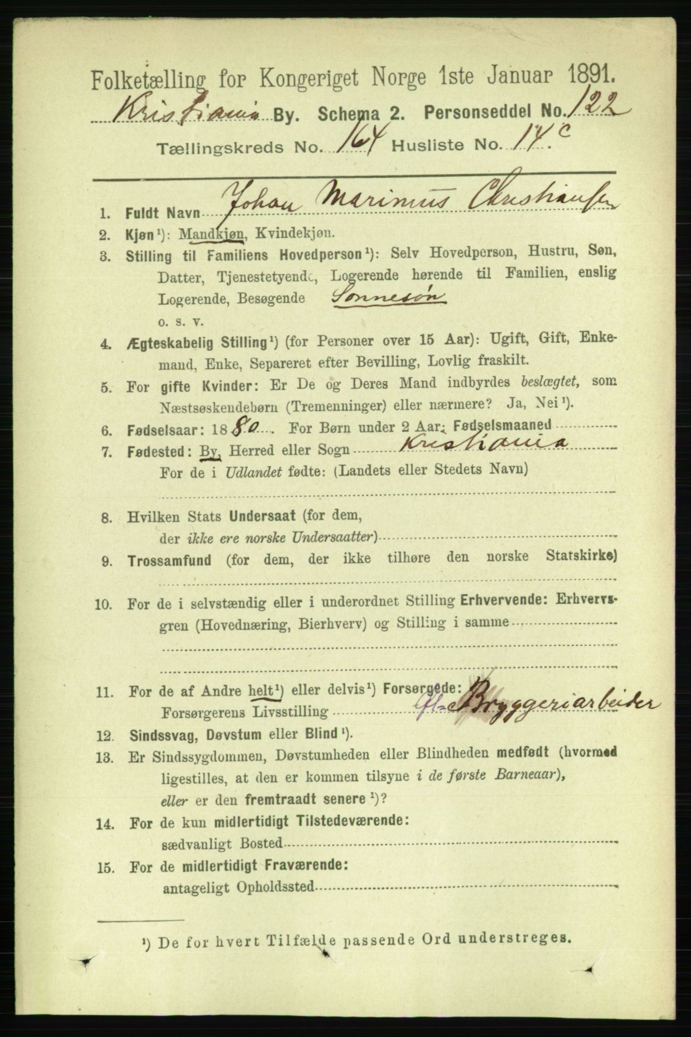 RA, 1891 census for 0301 Kristiania, 1891, p. 94723