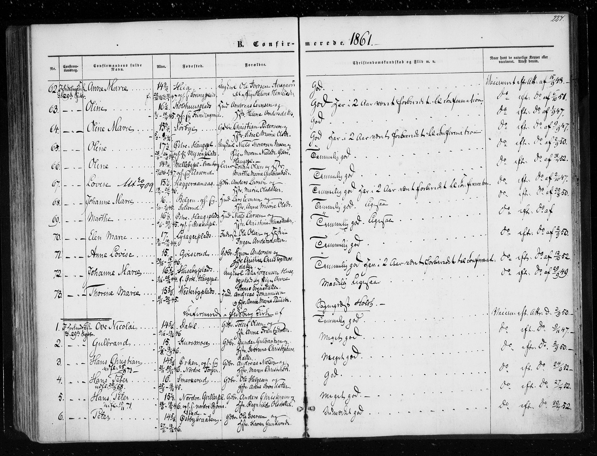 Eidsberg prestekontor Kirkebøker, AV/SAO-A-10905/F/Fa/L0010.a: Parish register (official) no. I 10A, 1857-1866, p. 227