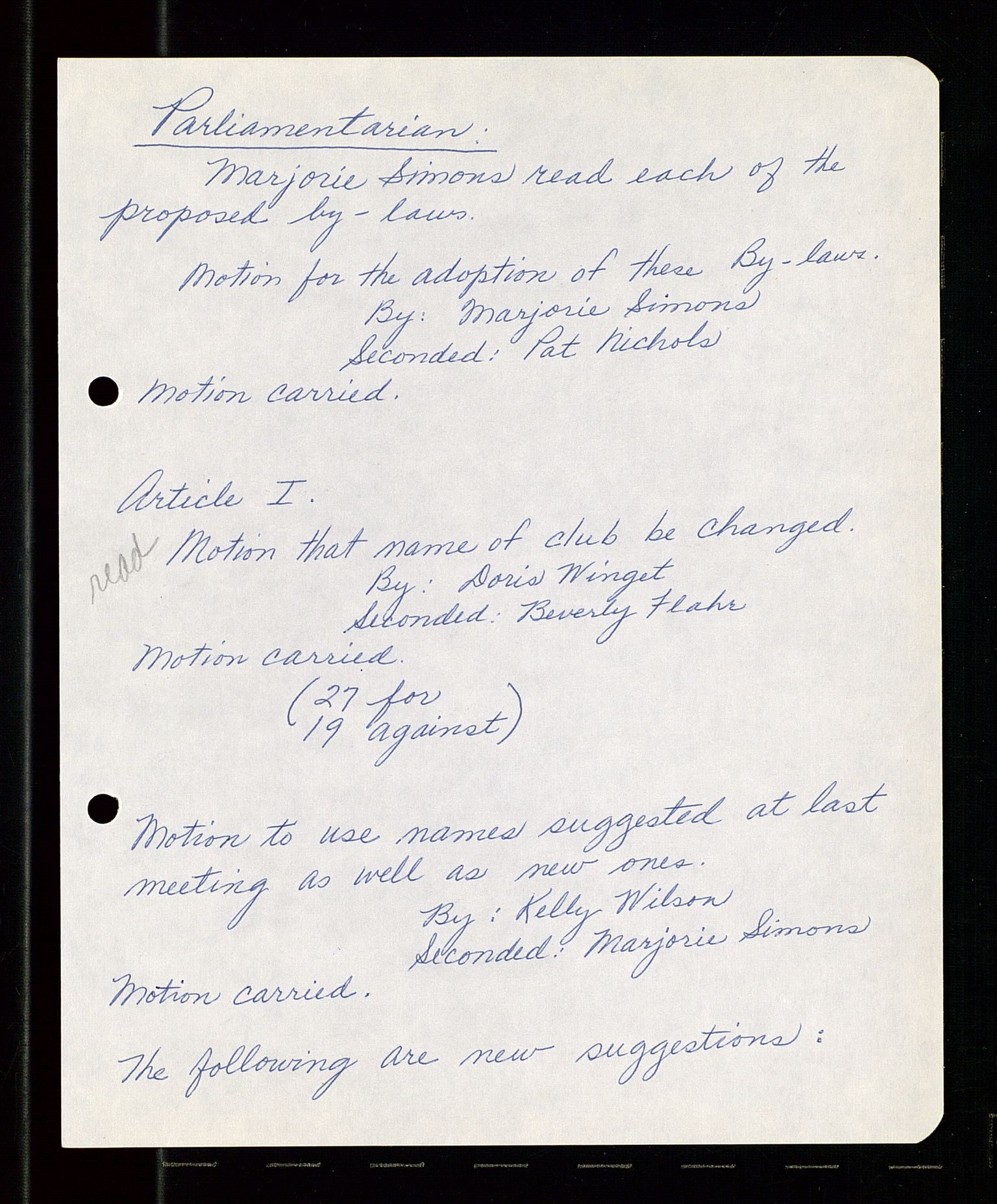 PA 1547 - Petroleum Wives Club, SAST/A-101974/A/Aa/L0001: Board and General Meeting, 1970-1983