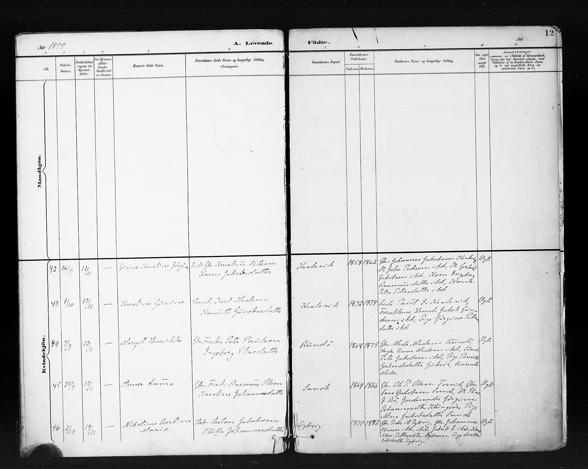 Ministerialprotokoller, klokkerbøker og fødselsregistre - Møre og Romsdal, AV/SAT-A-1454/507/L0074: Parish register (official) no. 507A09, 1894-1900, p. 12