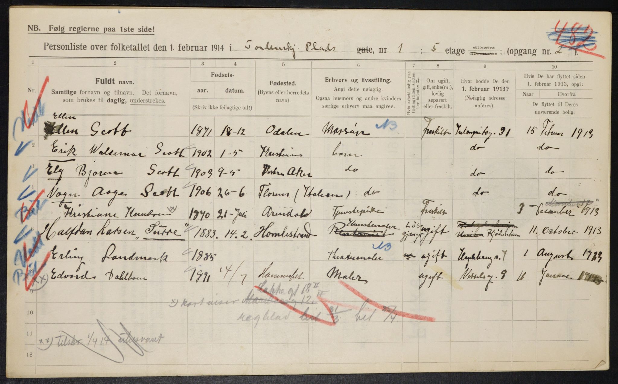 OBA, Municipal Census 1914 for Kristiania, 1914, p. 114655