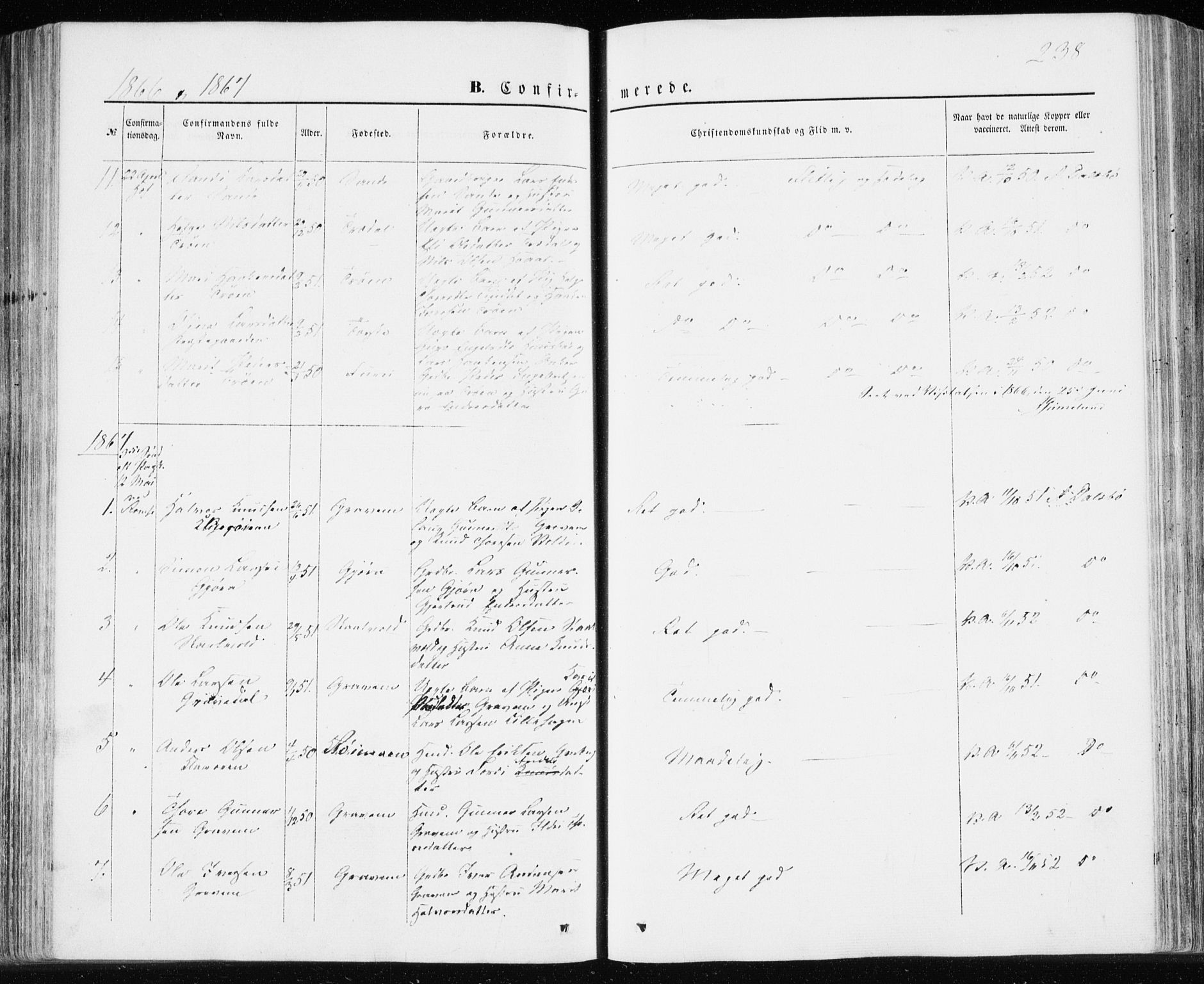 Ministerialprotokoller, klokkerbøker og fødselsregistre - Møre og Romsdal, SAT/A-1454/590/L1013: Parish register (official) no. 590A05, 1847-1877, p. 238