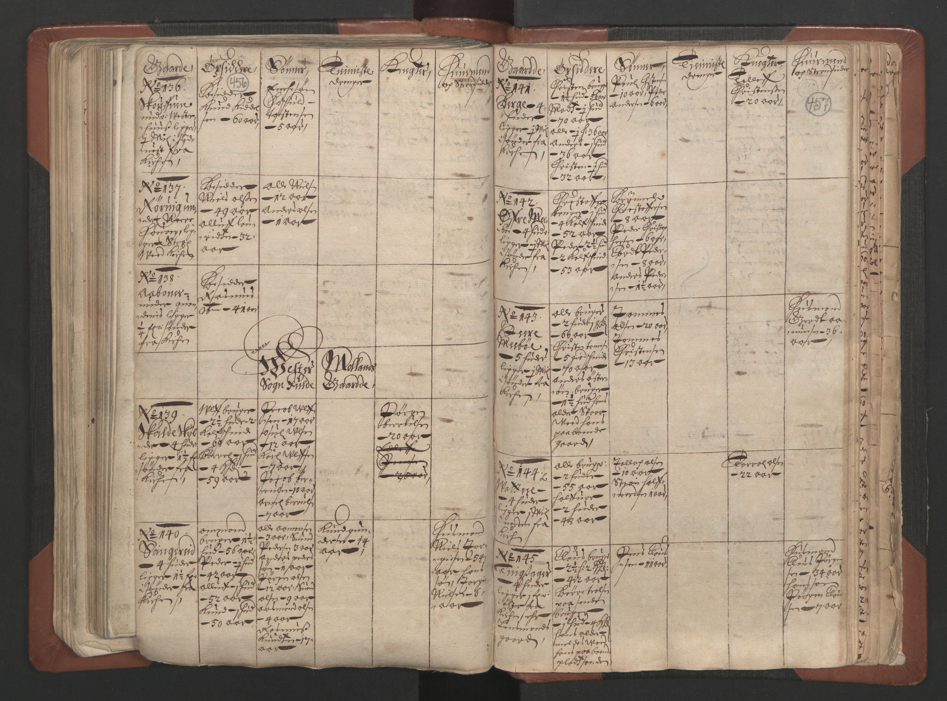 RA, Bailiff's Census 1664-1666, no. 7: Nedenes fogderi, 1664-1666, p. 456-457