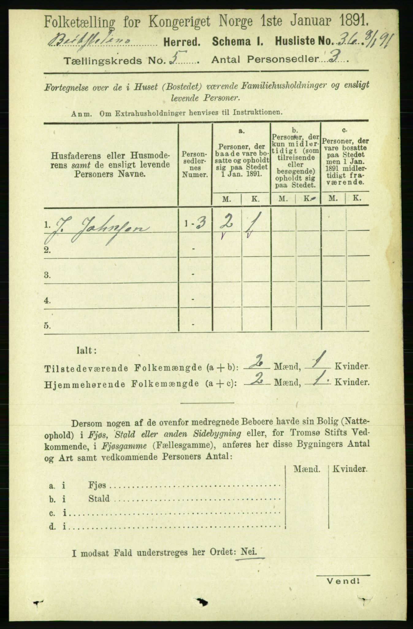 RA, 1891 census for 1727 Beitstad, 1891, p. 1240