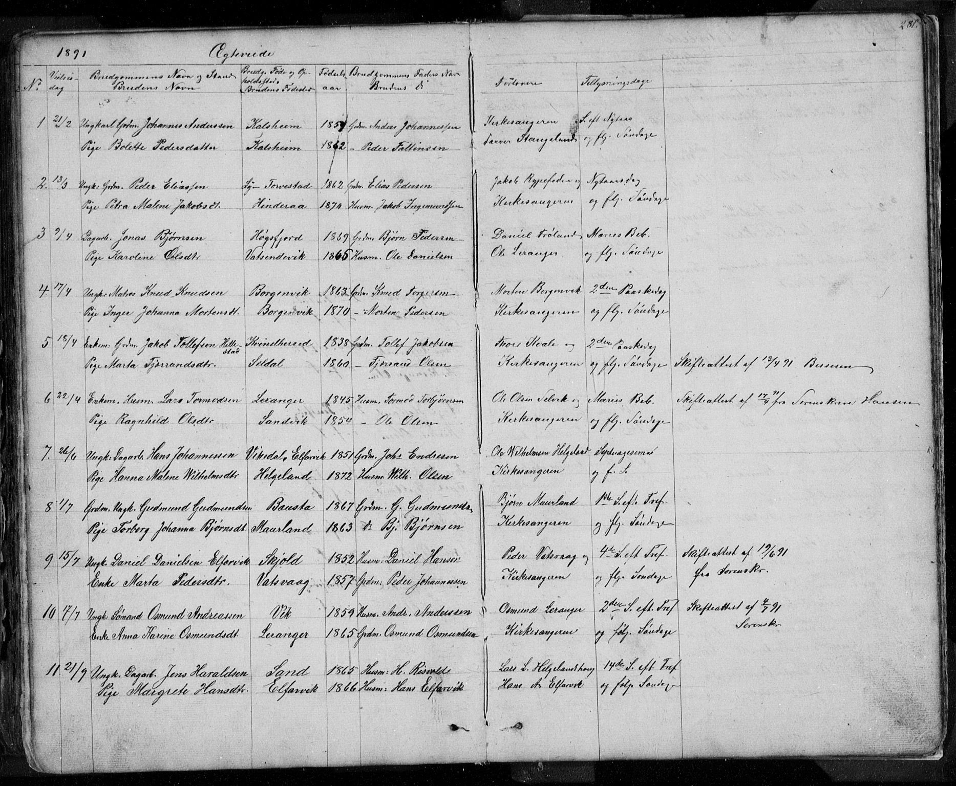 Nedstrand sokneprestkontor, SAST/A-101841/01/V: Parish register (copy) no. B 3, 1848-1933, p. 281
