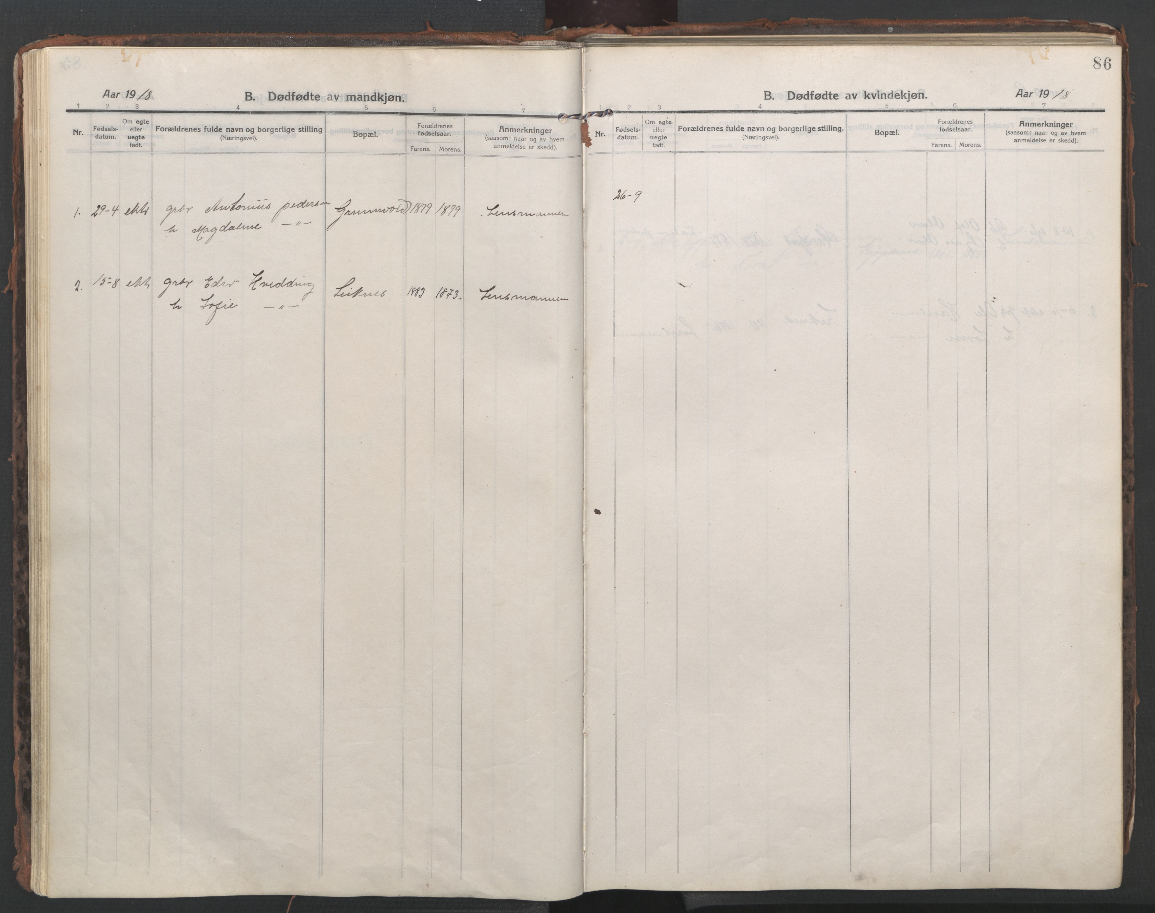 Ministerialprotokoller, klokkerbøker og fødselsregistre - Nordland, SAT/A-1459/861/L0872: Parish register (official) no. 861A07, 1915-1924, p. 86