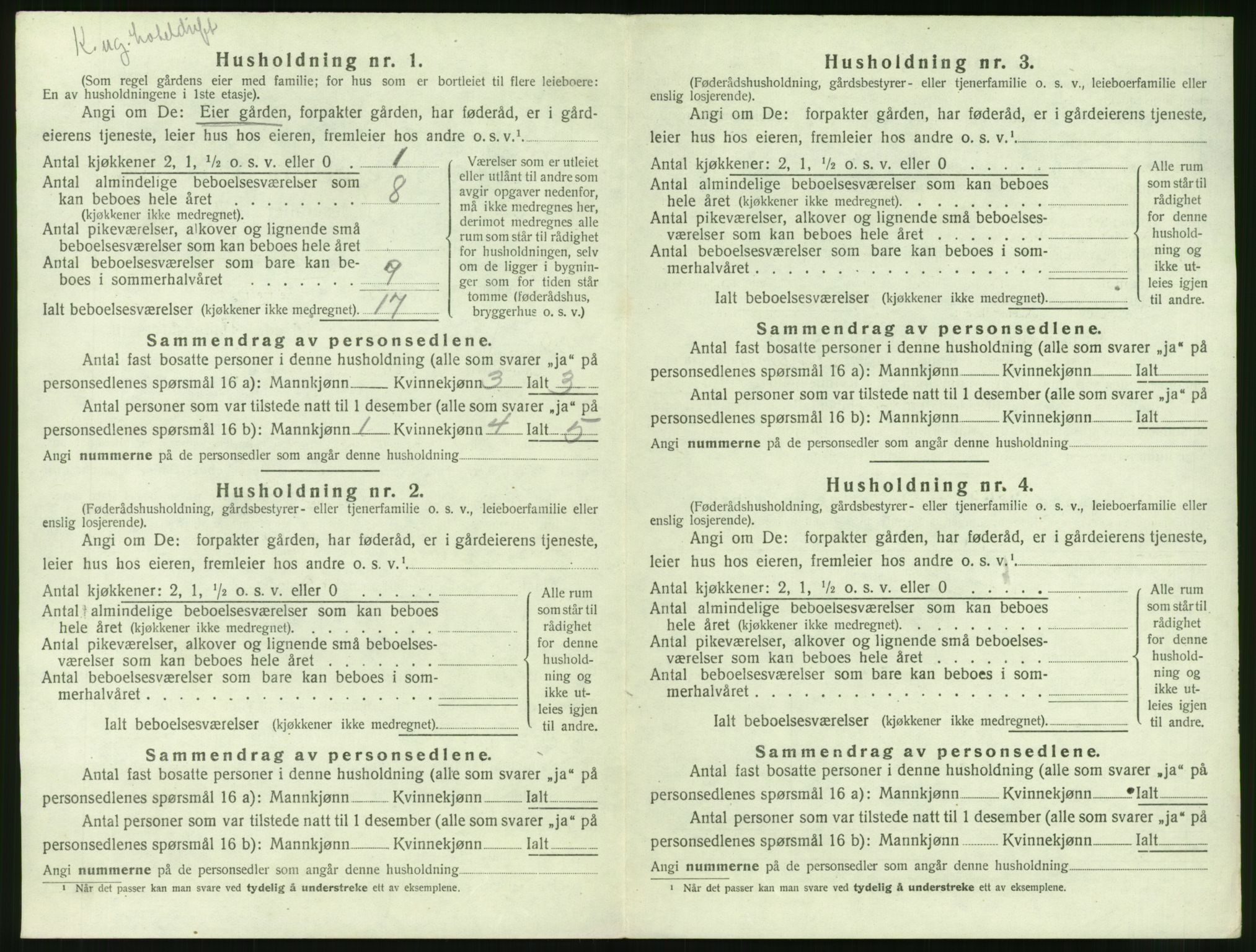 SAT, 1920 census for Grytten, 1920, p. 443