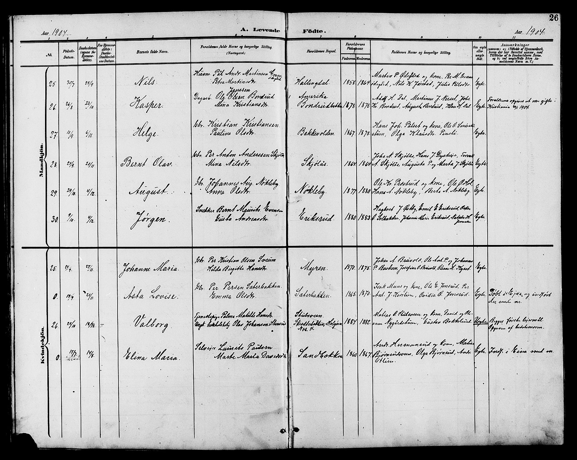 Vestre Toten prestekontor, AV/SAH-PREST-108/H/Ha/Hab/L0011: Parish register (copy) no. 11, 1901-1911, p. 26