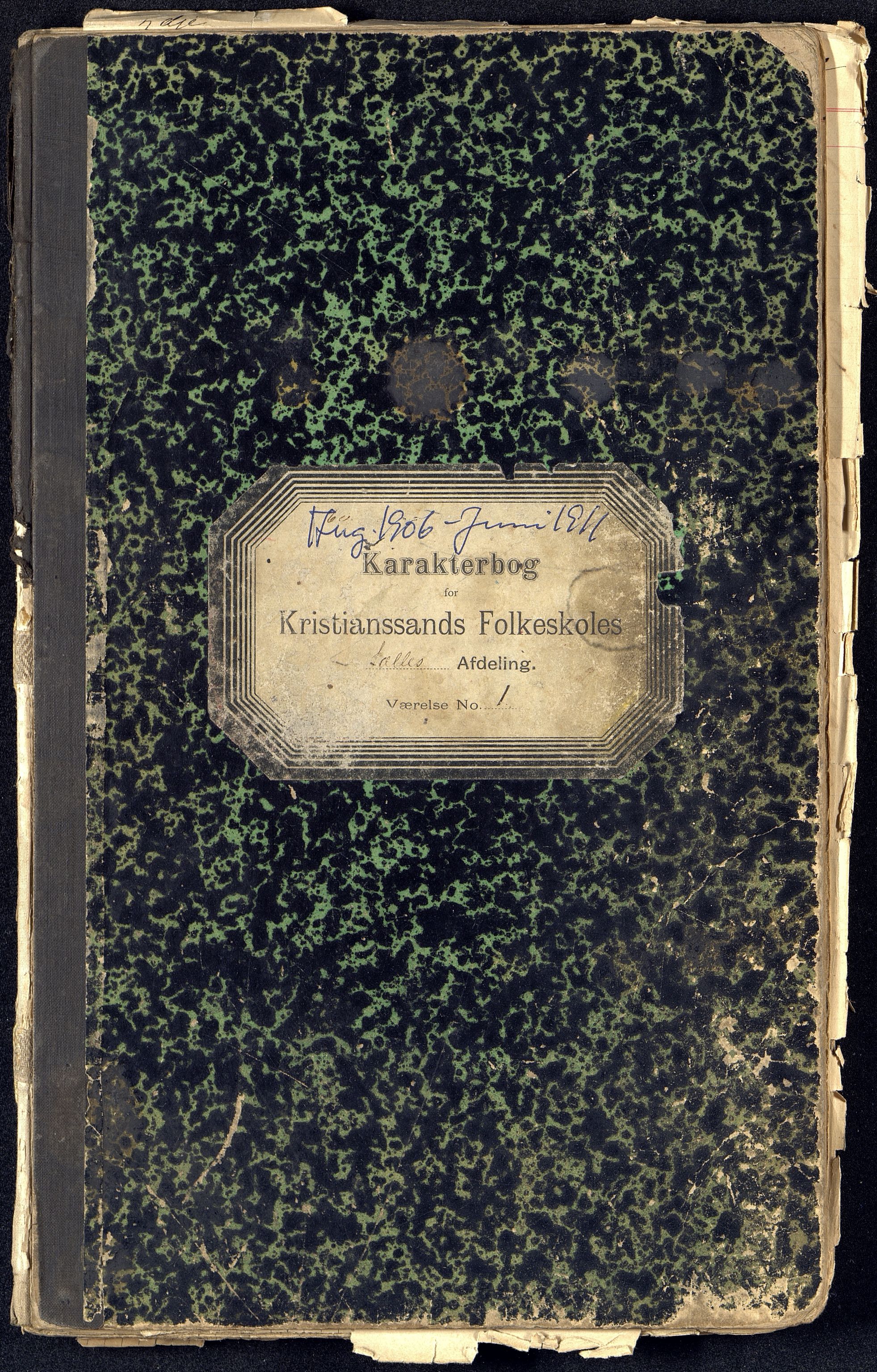 Kristiansand By - Kongensgate Skole, ARKSOR/1001KG560/G/Gb/L0004/0009: Karakterprotokoller / Karakterprotokoll, 1906-1911