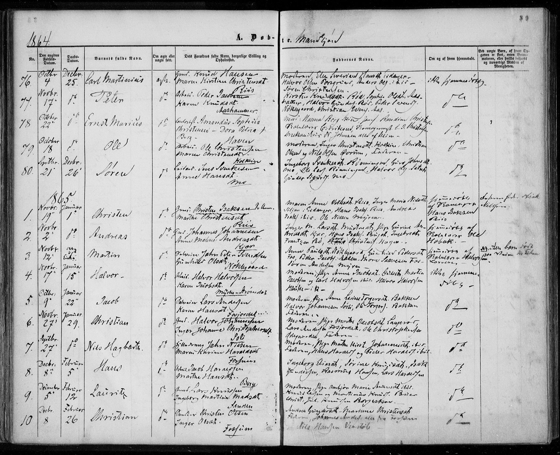 Gjerpen kirkebøker, SAKO/A-265/F/Fa/L0008a: Parish register (official) no. I 8A, 1857-1871, p. 39