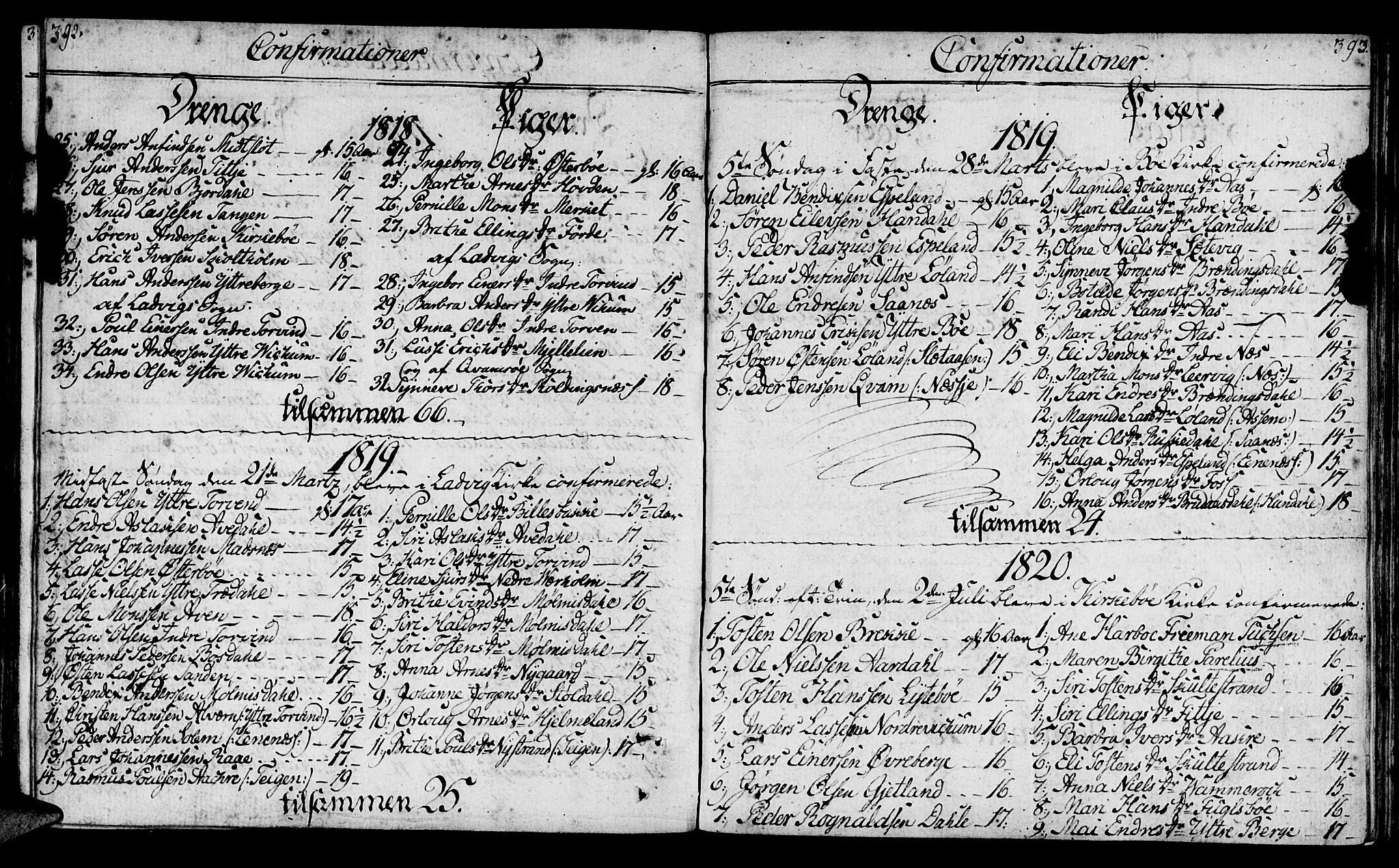 Lavik sokneprestembete, SAB/A-80901: Parish register (official) no. A 1, 1809-1822, p. 392-393