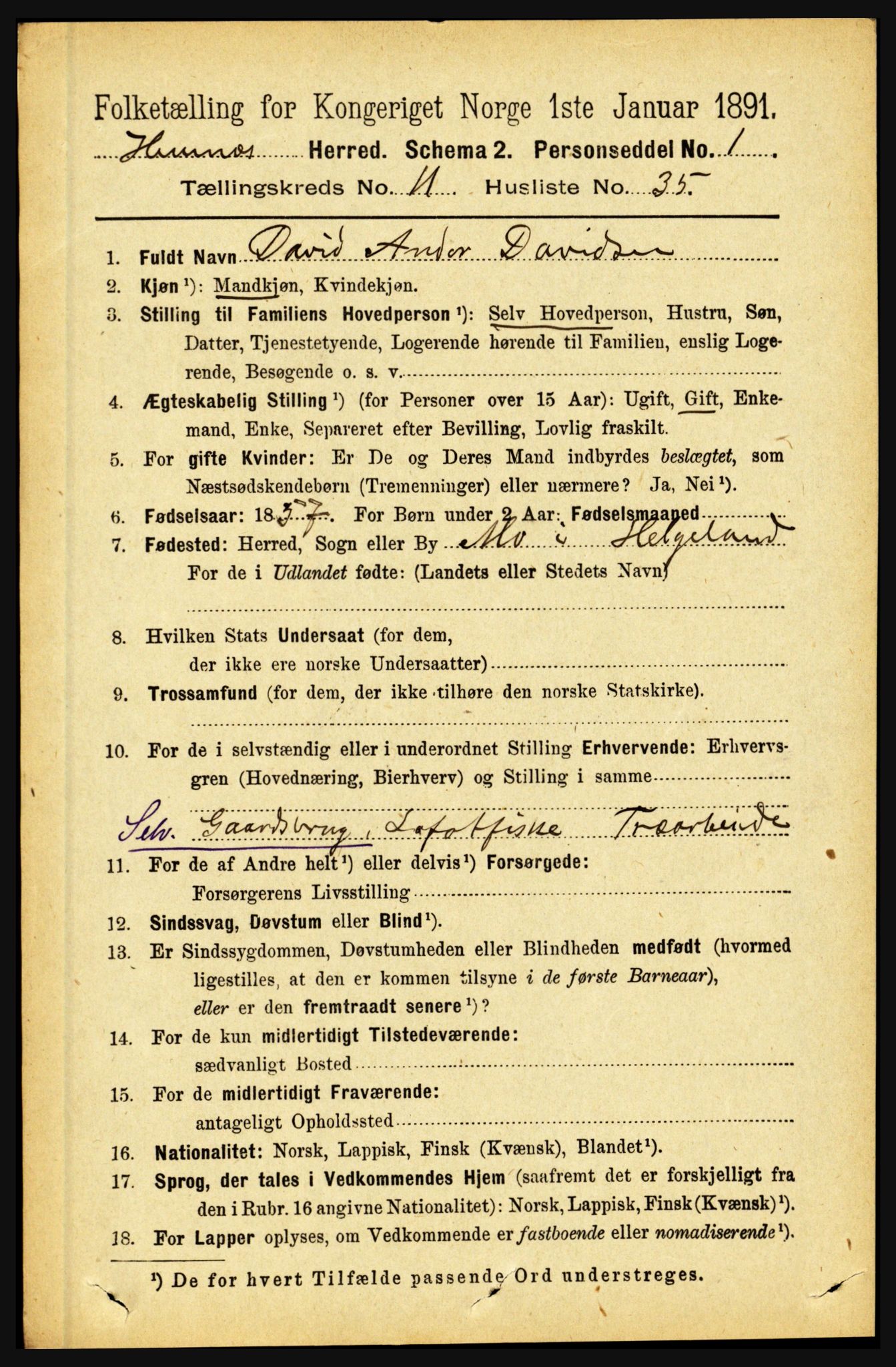 RA, 1891 census for 1832 Hemnes, 1891, p. 5550