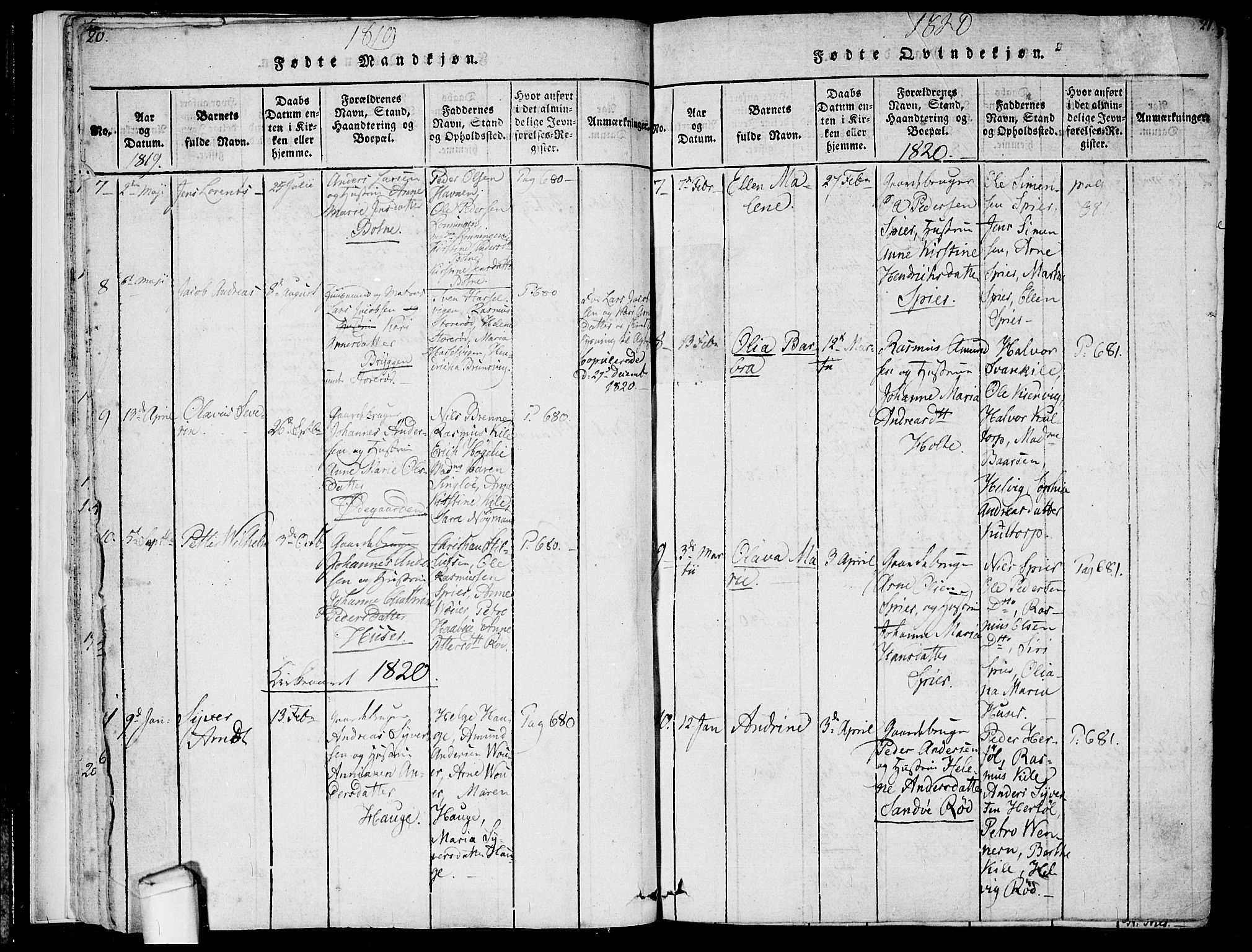 Hvaler prestekontor Kirkebøker, SAO/A-2001/F/Fa/L0005: Parish register (official) no. I 5, 1816-1845, p. 20-21