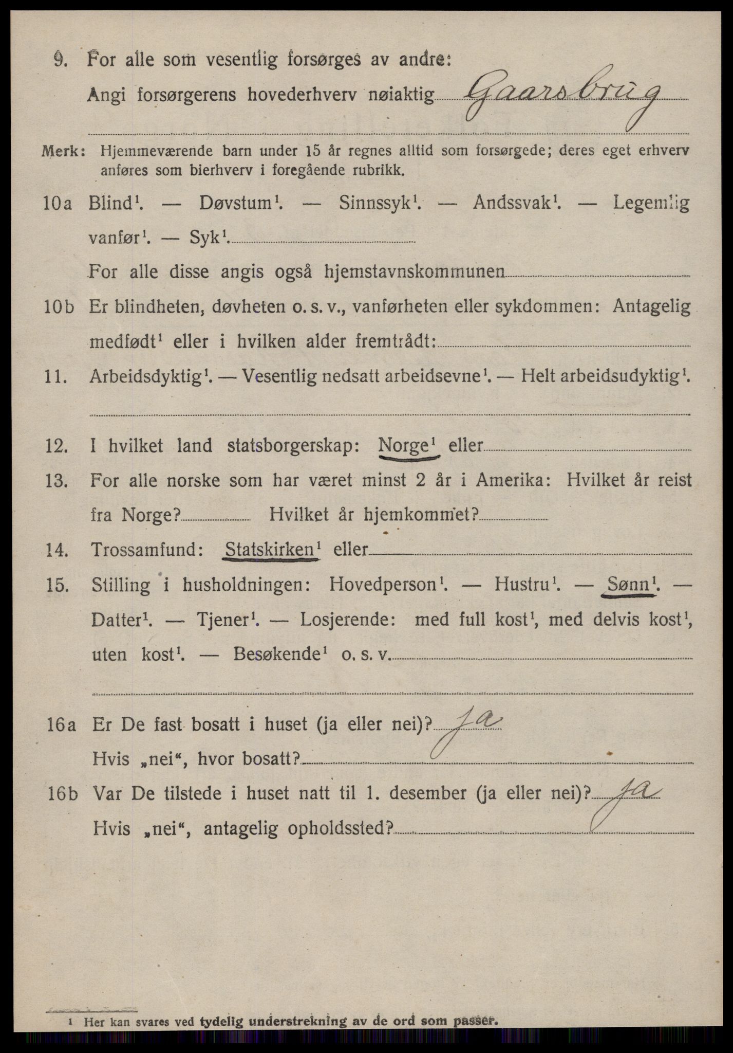 SAT, 1920 census for Volda, 1920, p. 8977