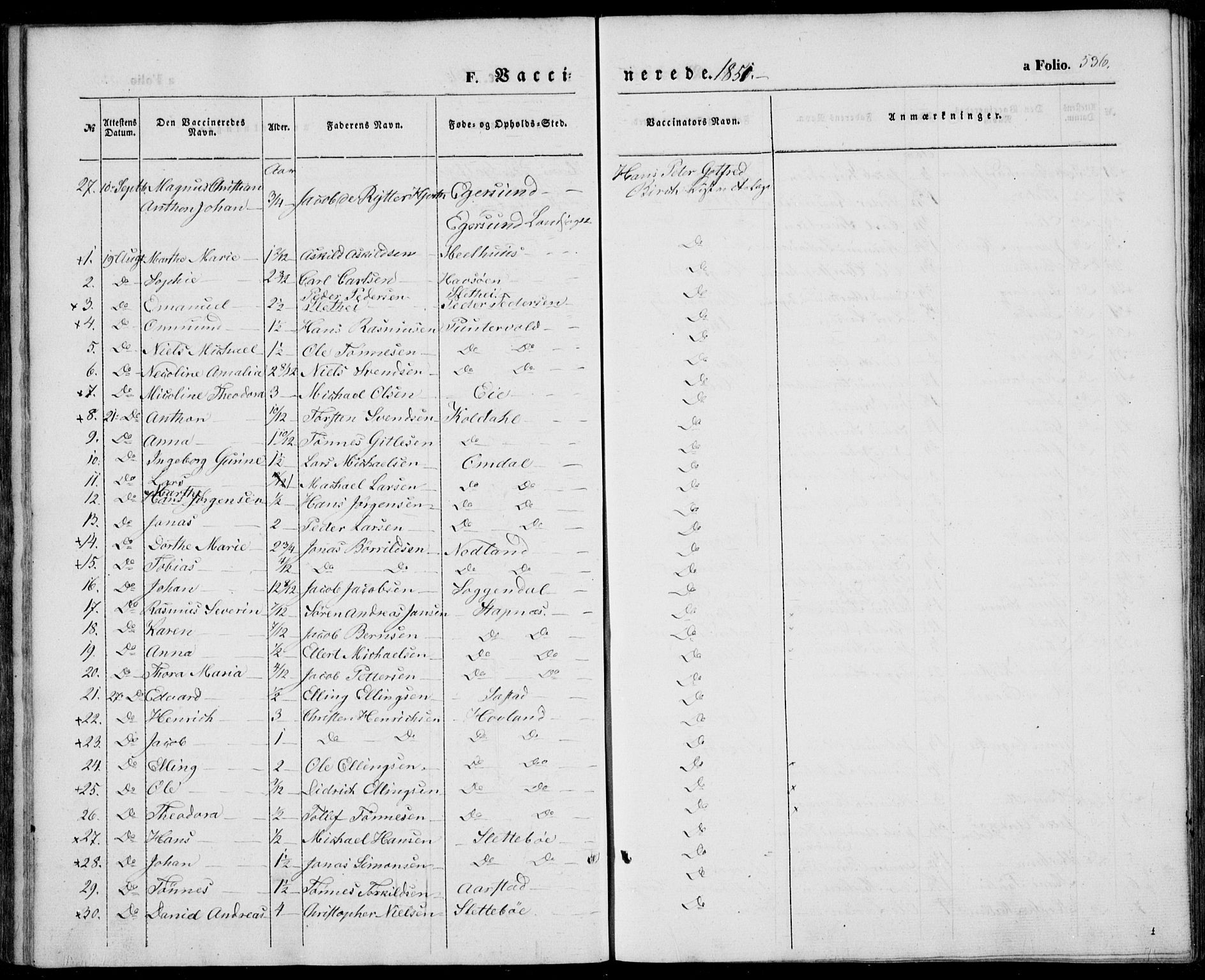 Eigersund sokneprestkontor, SAST/A-101807/S08/L0013: Parish register (official) no. A 12.2, 1850-1865, p. 536