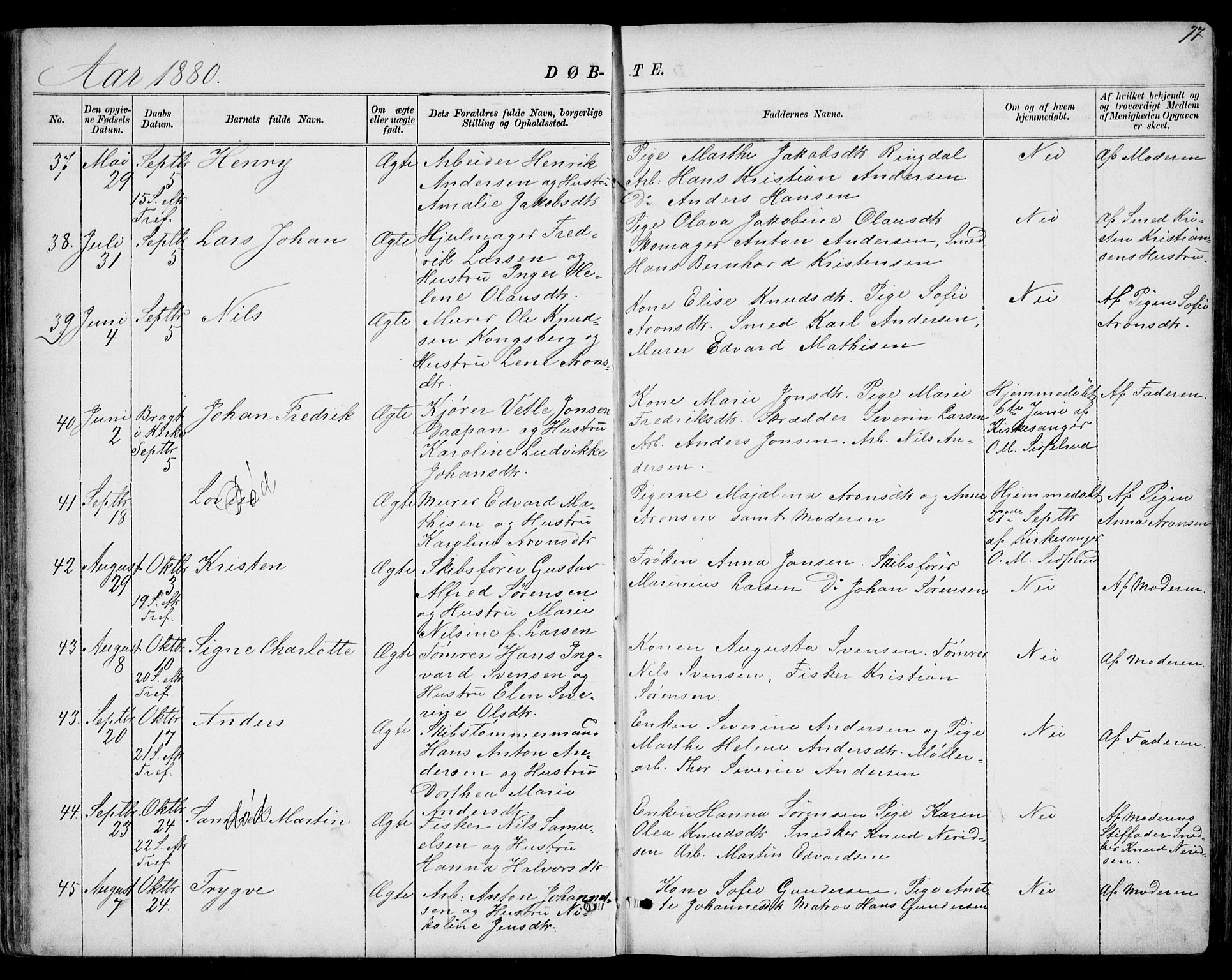 Larvik kirkebøker, AV/SAKO-A-352/G/Gb/L0003: Parish register (copy) no. II 3, 1867-1899, p. 77