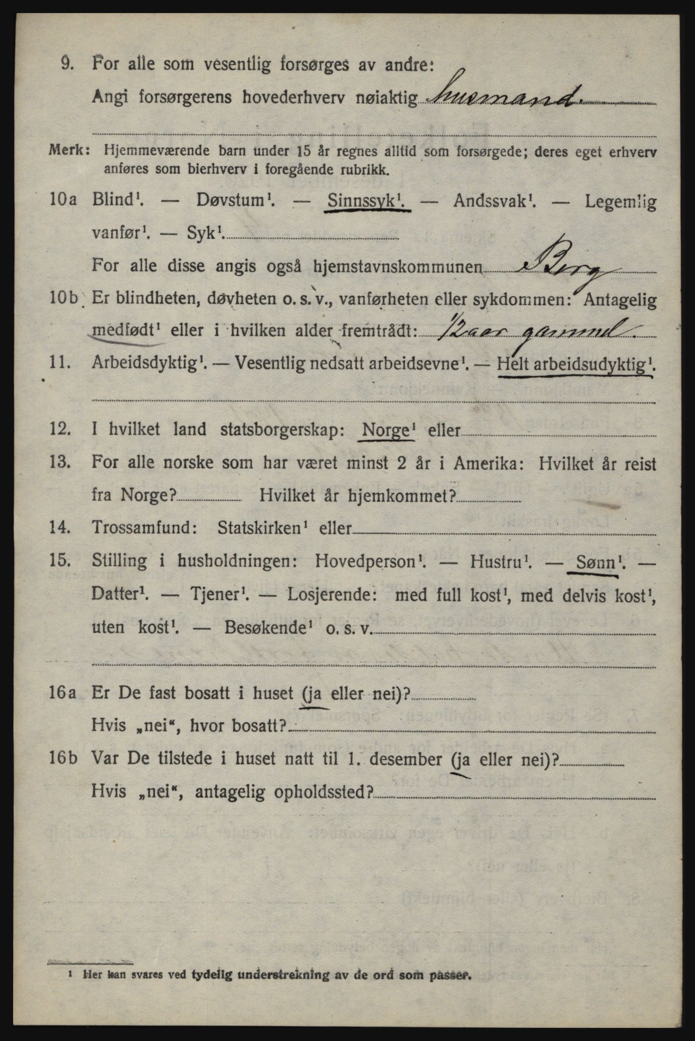 SAO, 1920 census for Berg, 1920, p. 9226