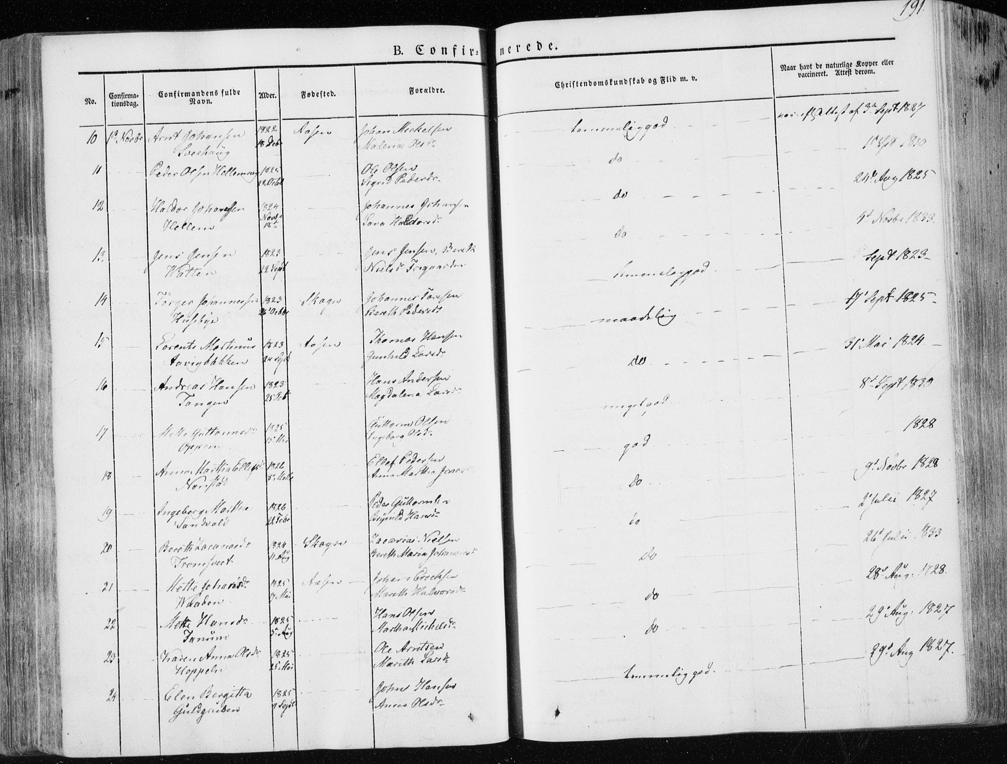 Ministerialprotokoller, klokkerbøker og fødselsregistre - Nord-Trøndelag, AV/SAT-A-1458/713/L0115: Parish register (official) no. 713A06, 1838-1851, p. 191