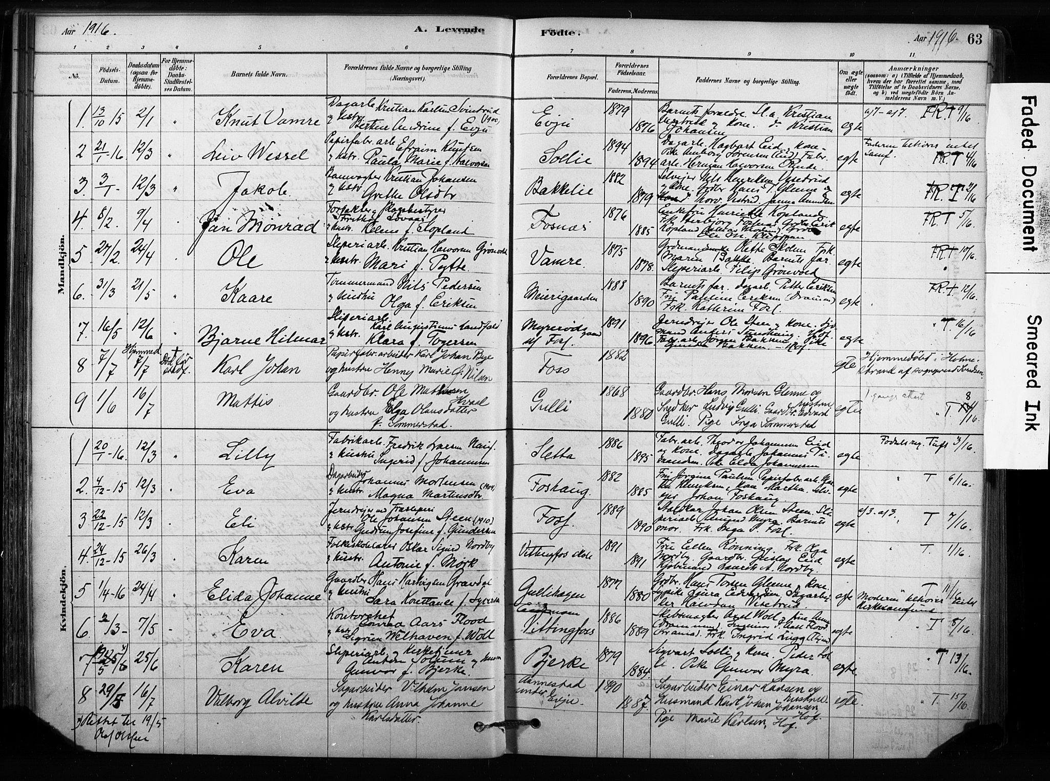 Sandsvær kirkebøker, SAKO/A-244/F/Fc/L0001: Parish register (official) no. III 1, 1878-1923, p. 63