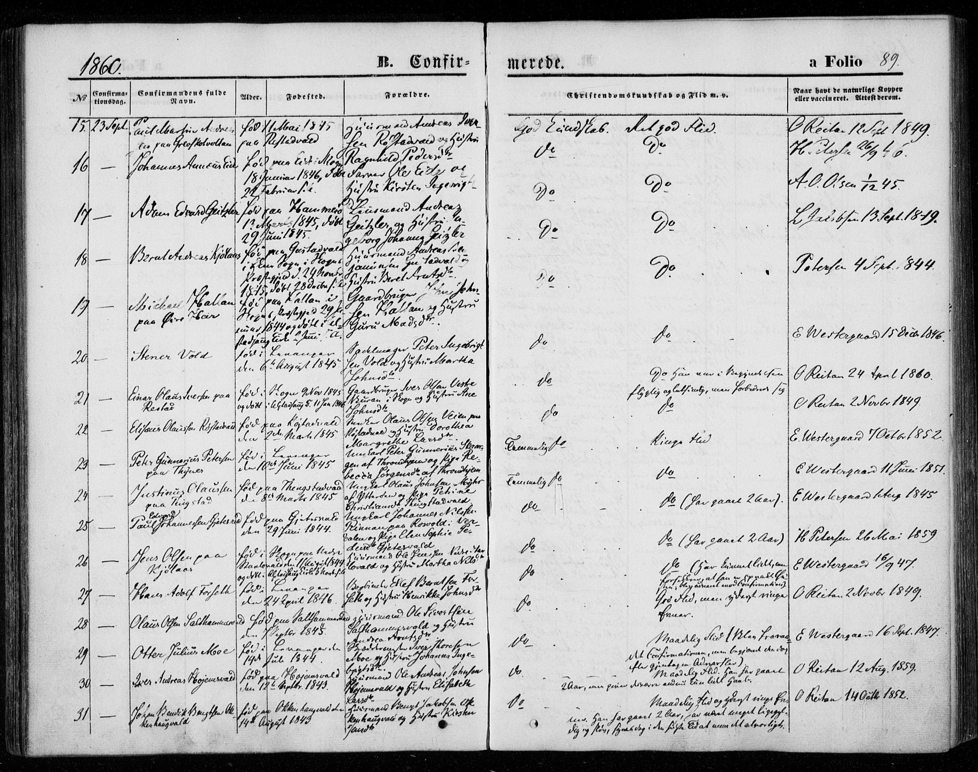 Ministerialprotokoller, klokkerbøker og fødselsregistre - Nord-Trøndelag, SAT/A-1458/720/L0184: Parish register (official) no. 720A02 /1, 1855-1863, p. 89