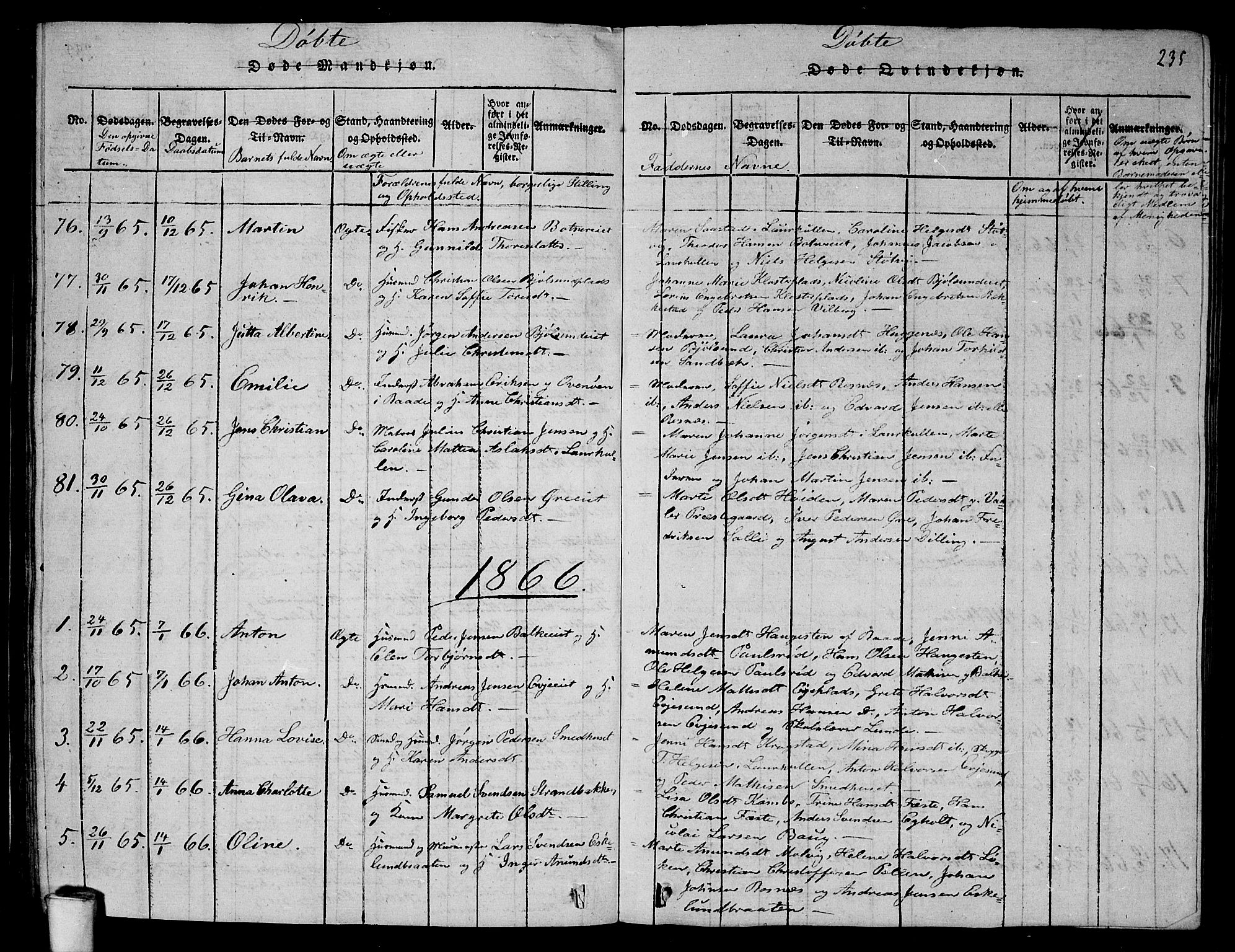 Rygge prestekontor Kirkebøker, SAO/A-10084b/G/Ga/L0001: Parish register (copy) no. 1, 1814-1871, p. 234-235