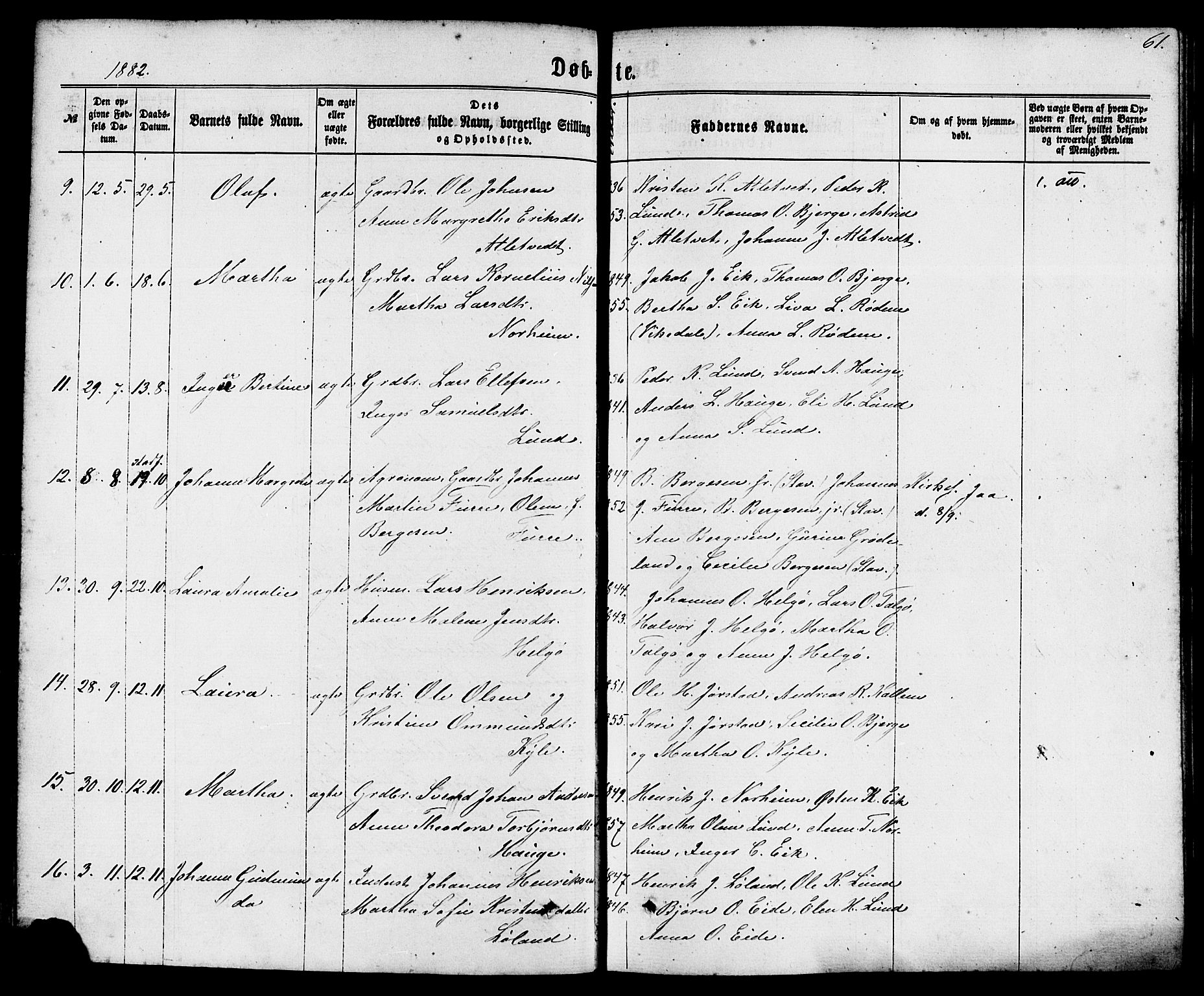 Nedstrand sokneprestkontor, AV/SAST-A-101841/01/IV: Parish register (official) no. A 10, 1861-1887, p. 61